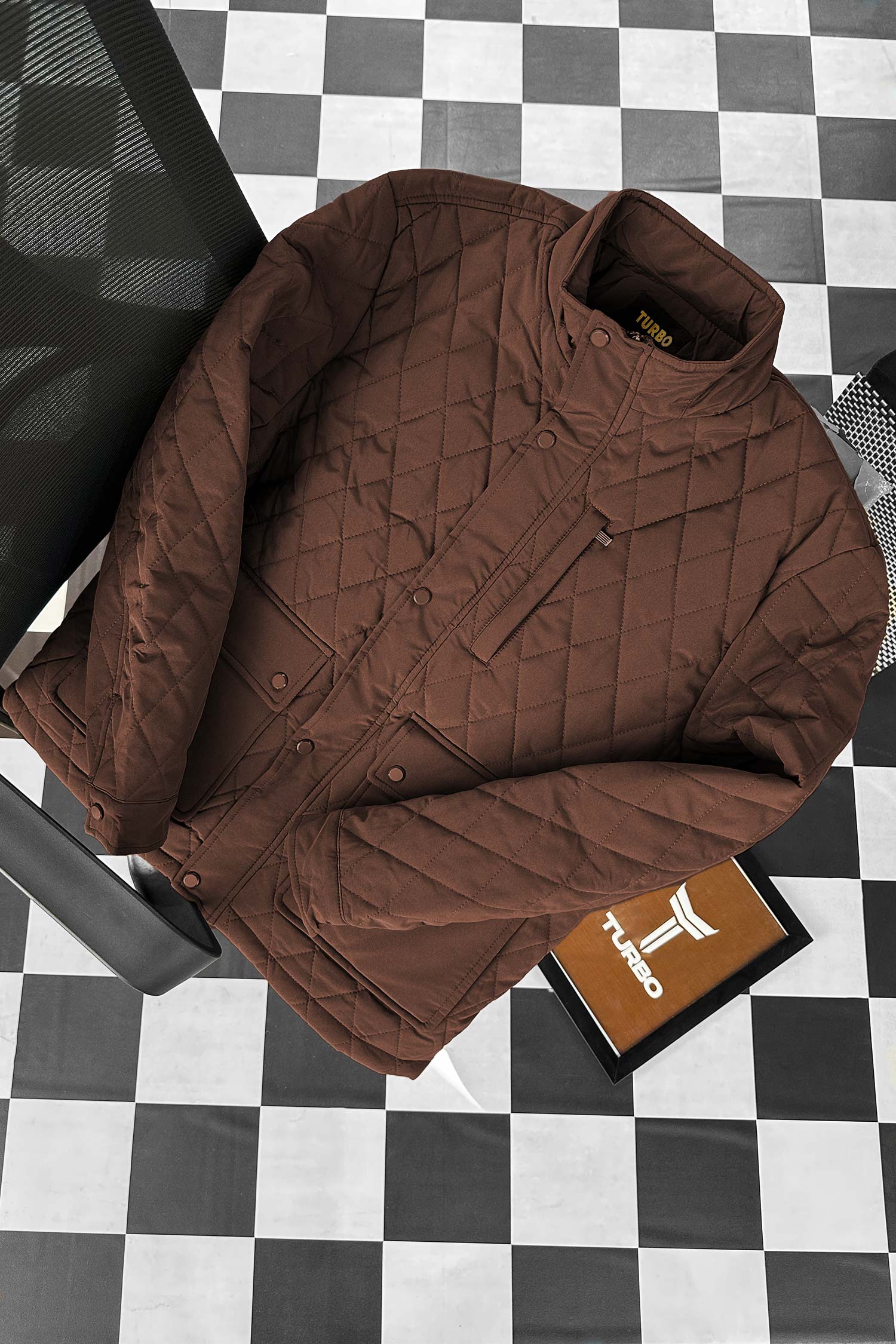 Turbo Placket Pockets Quilted Puffer Jacket - Image 18