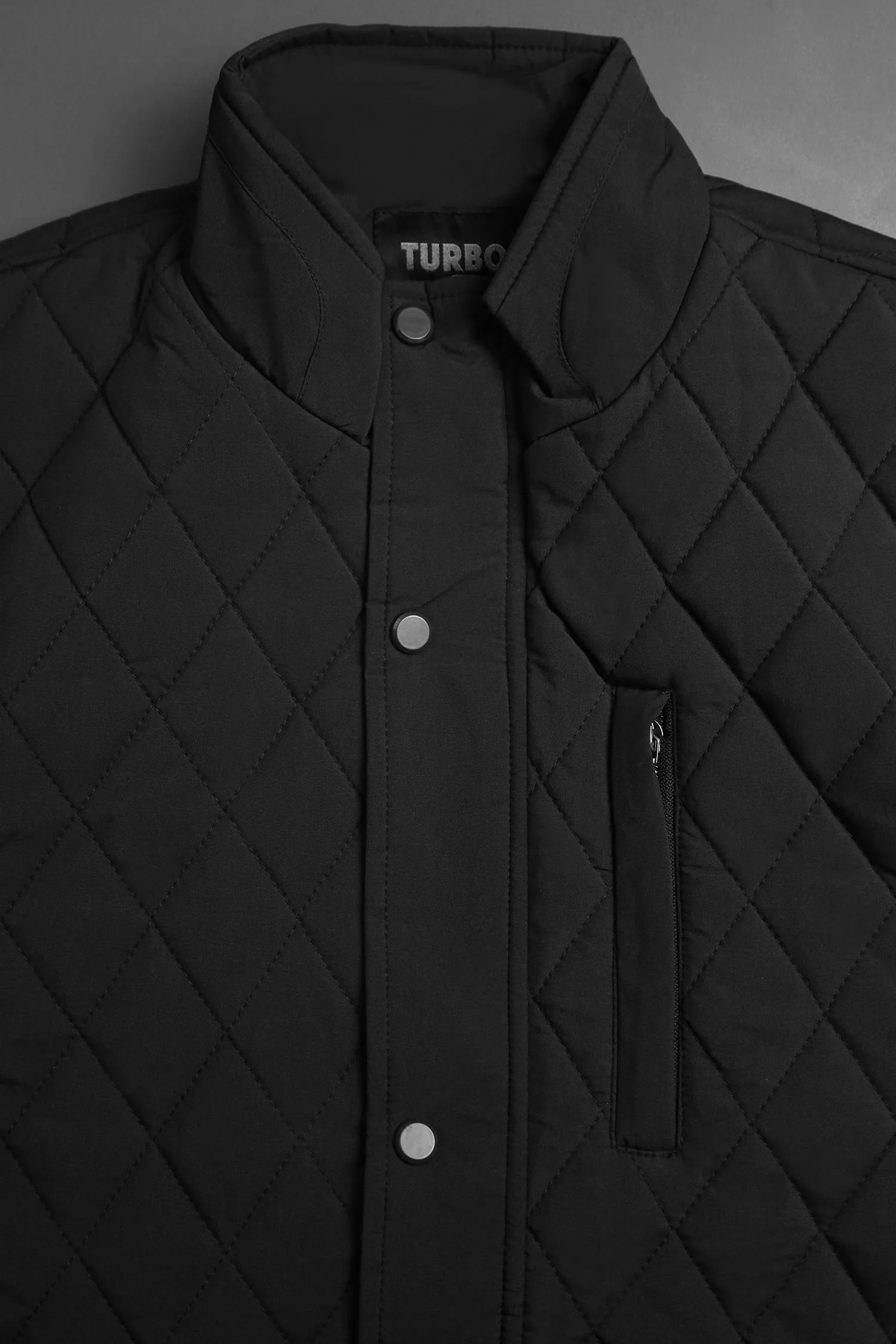 Turbo Placket Pockets Quilted Puffer Jacket - Image 3