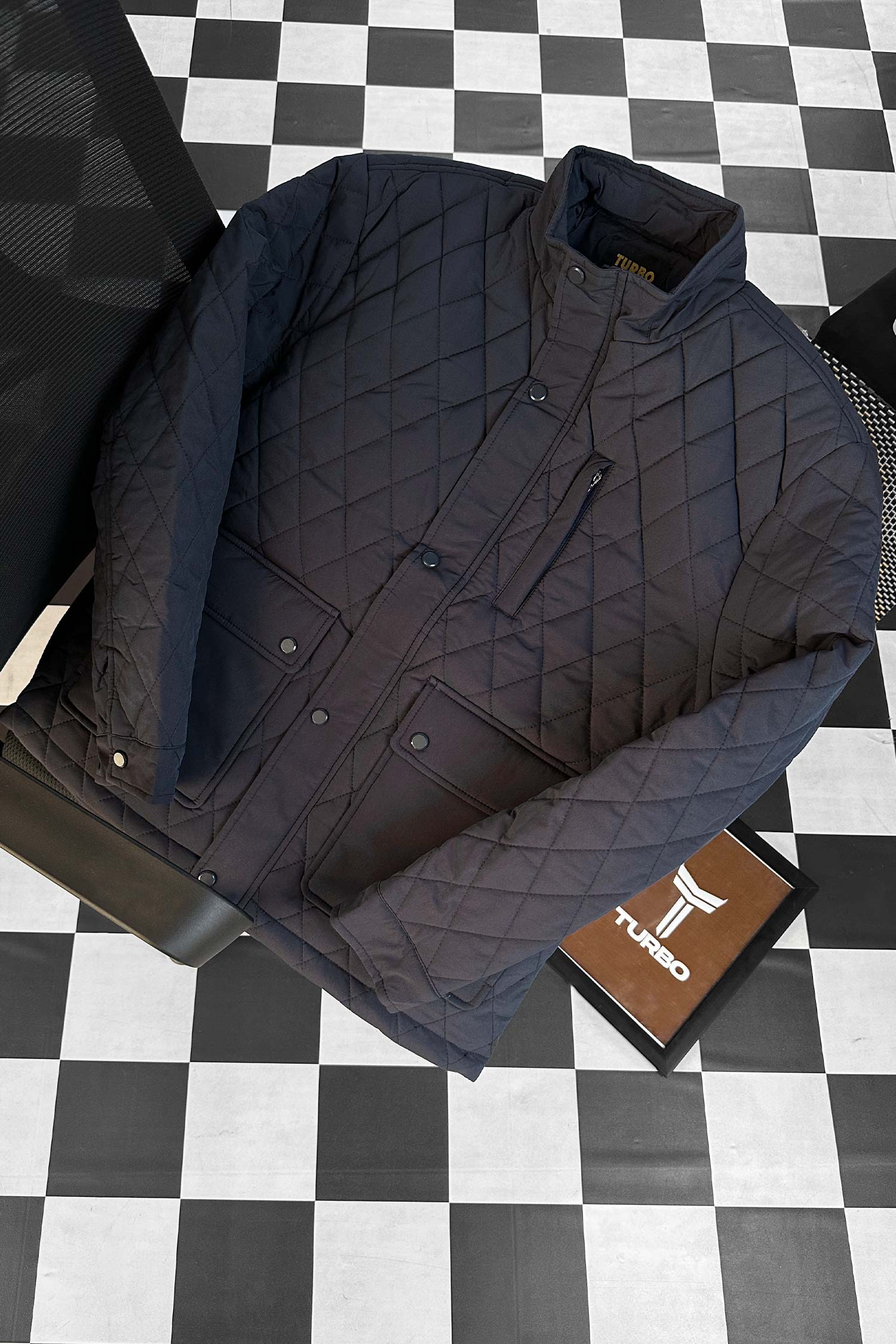 Turbo Placket Pockets Quilted Puffer Jacket - Image 12