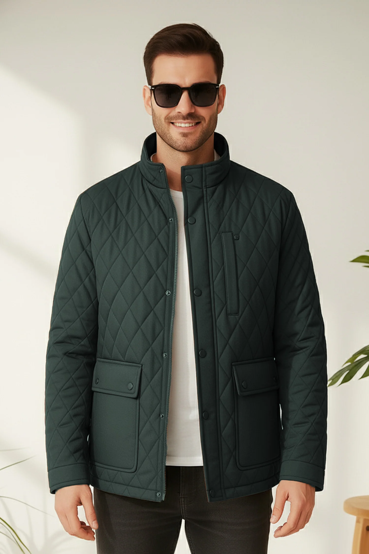 Turbo Placket Pockets Quilted Puffer Jacket - Image 6