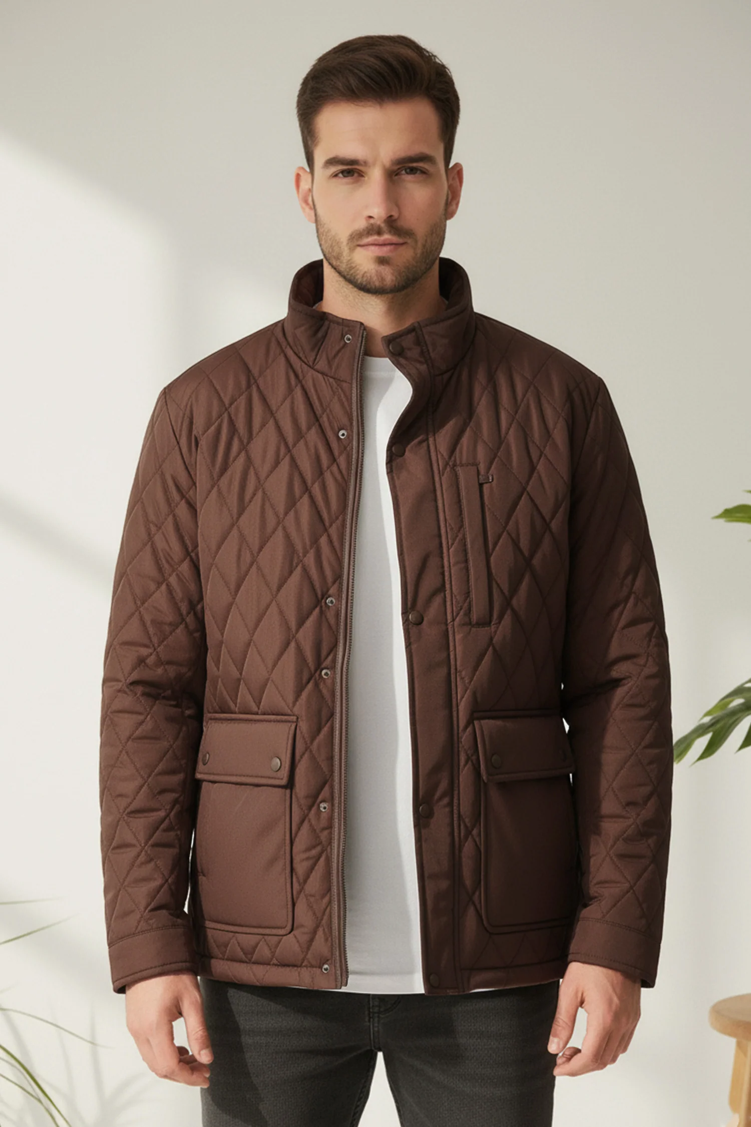 Turbo Placket Pockets Quilted Puffer Jacket - Image 16