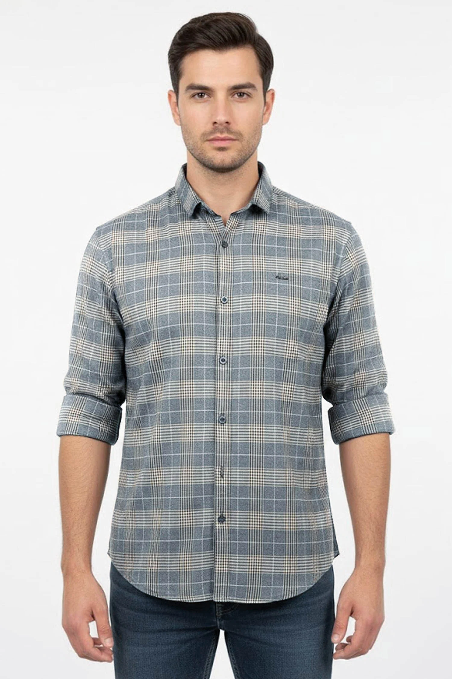 Turbo Plaid Pattern Creation Long Sleeve Cotton Casual Shirt - Image 11