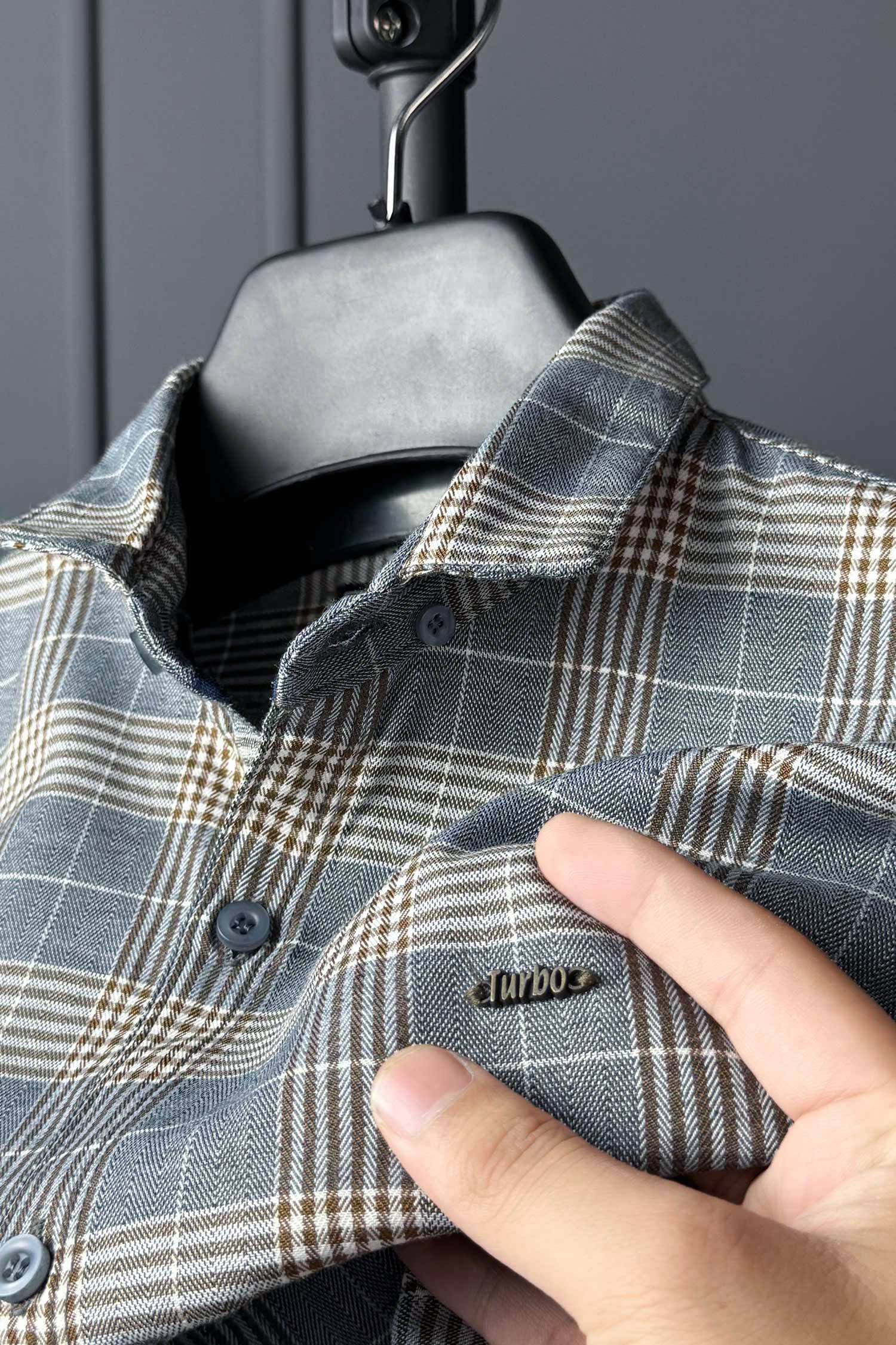 Turbo Plaid Pattern Creation Long Sleeve Cotton Casual Shirt - Image 12