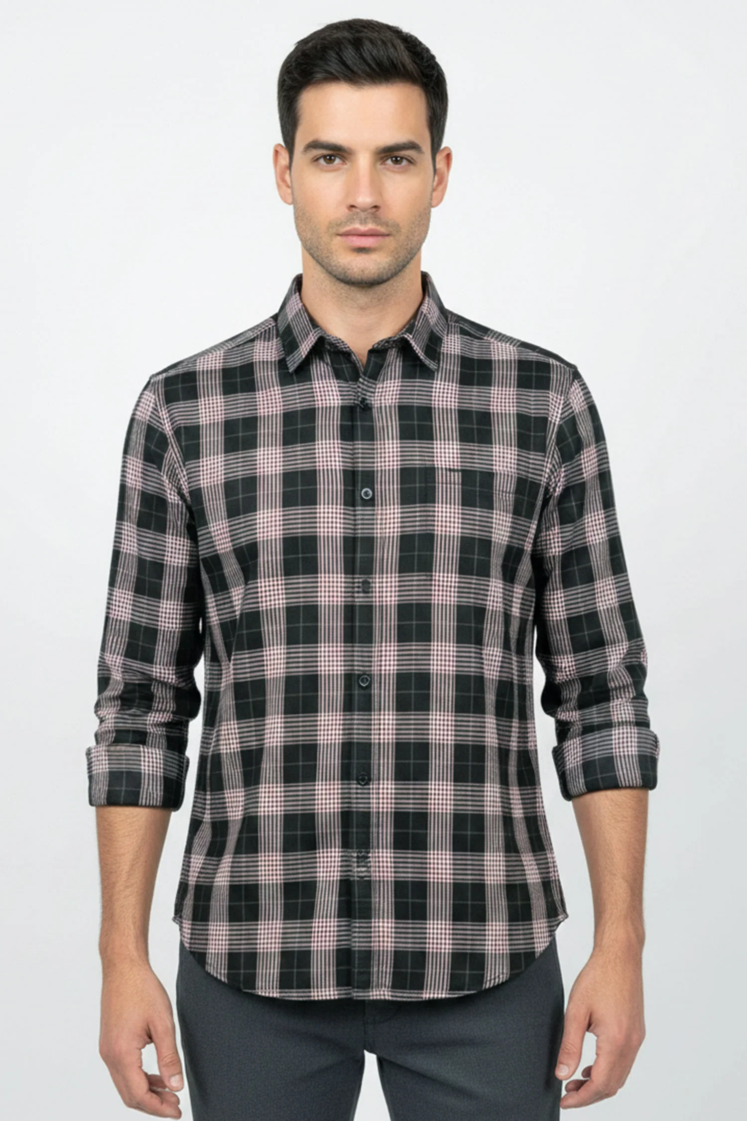 Turbo Plaid Pattern Creation Long Sleeve Cotton Casual Shirt - Image 5