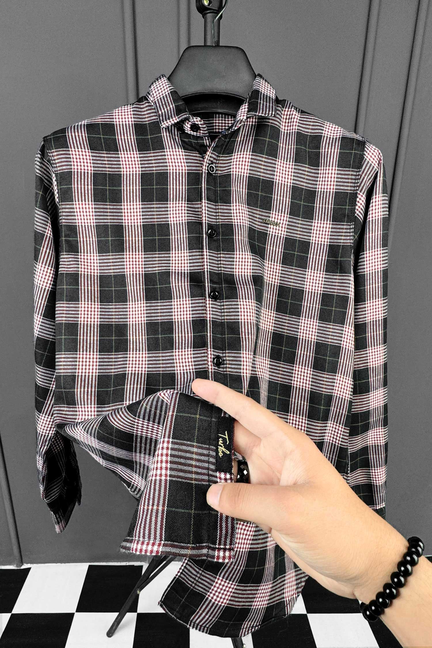 Turbo Plaid Pattern Creation Long Sleeve Cotton Casual Shirt - Image 7