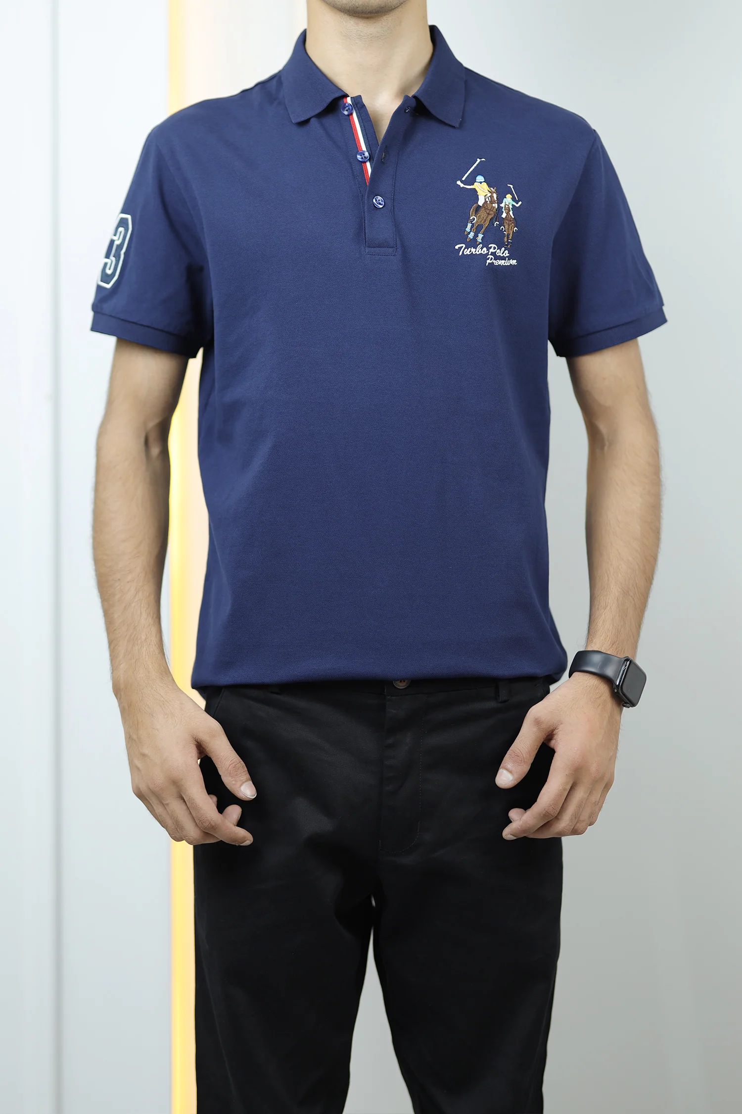 Turbo Polo Club Horse Pony Badge Men's Polo Shirt - Image 3