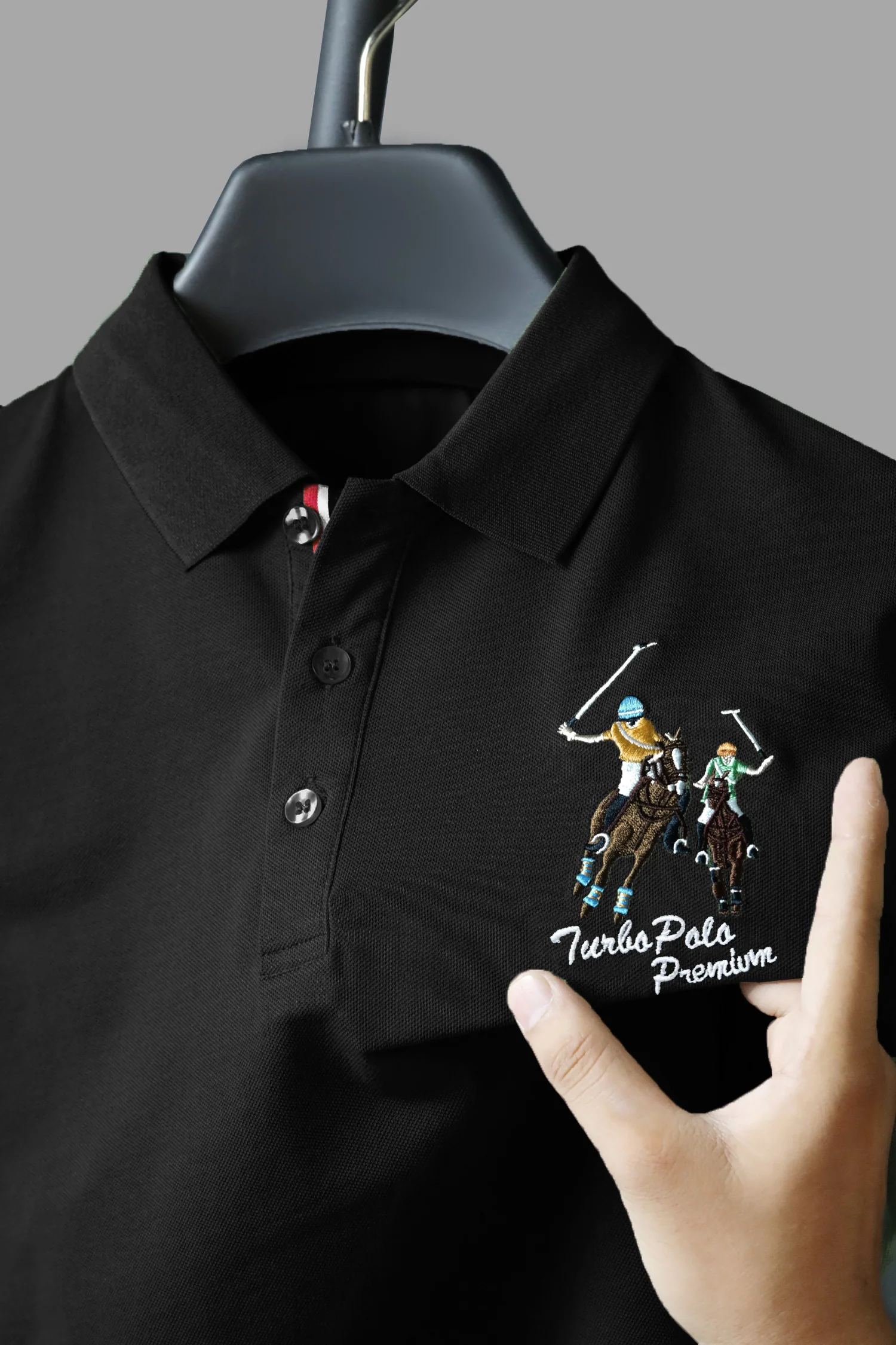 Turbo Polo Club Horse Pony Badge Men's Polo Shirt - Image 3