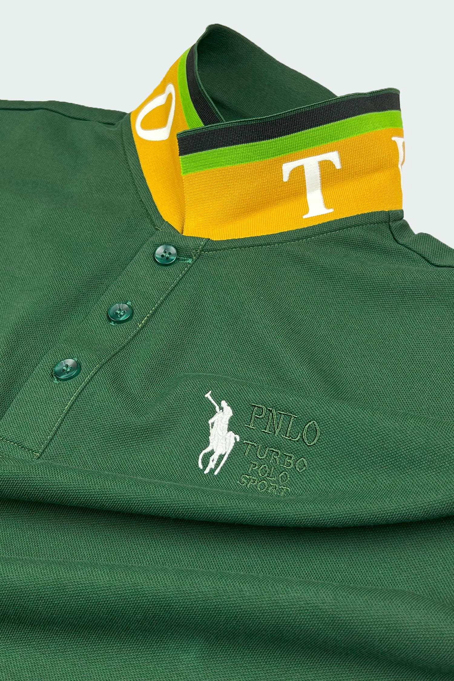 Turbo Polo Collar Tipping Men's Polo Shirt In Dark Green - Image 3