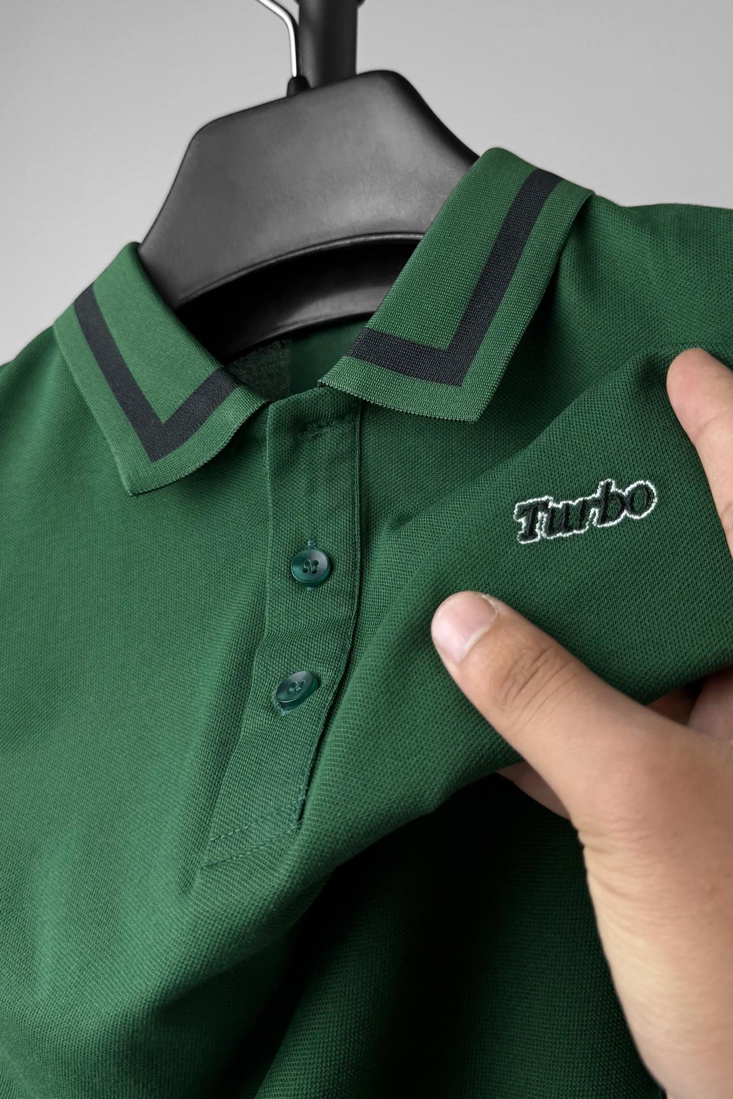 Turbo Polo Pro Grade Tipped Men's Polo Shirt In Green - Image 2