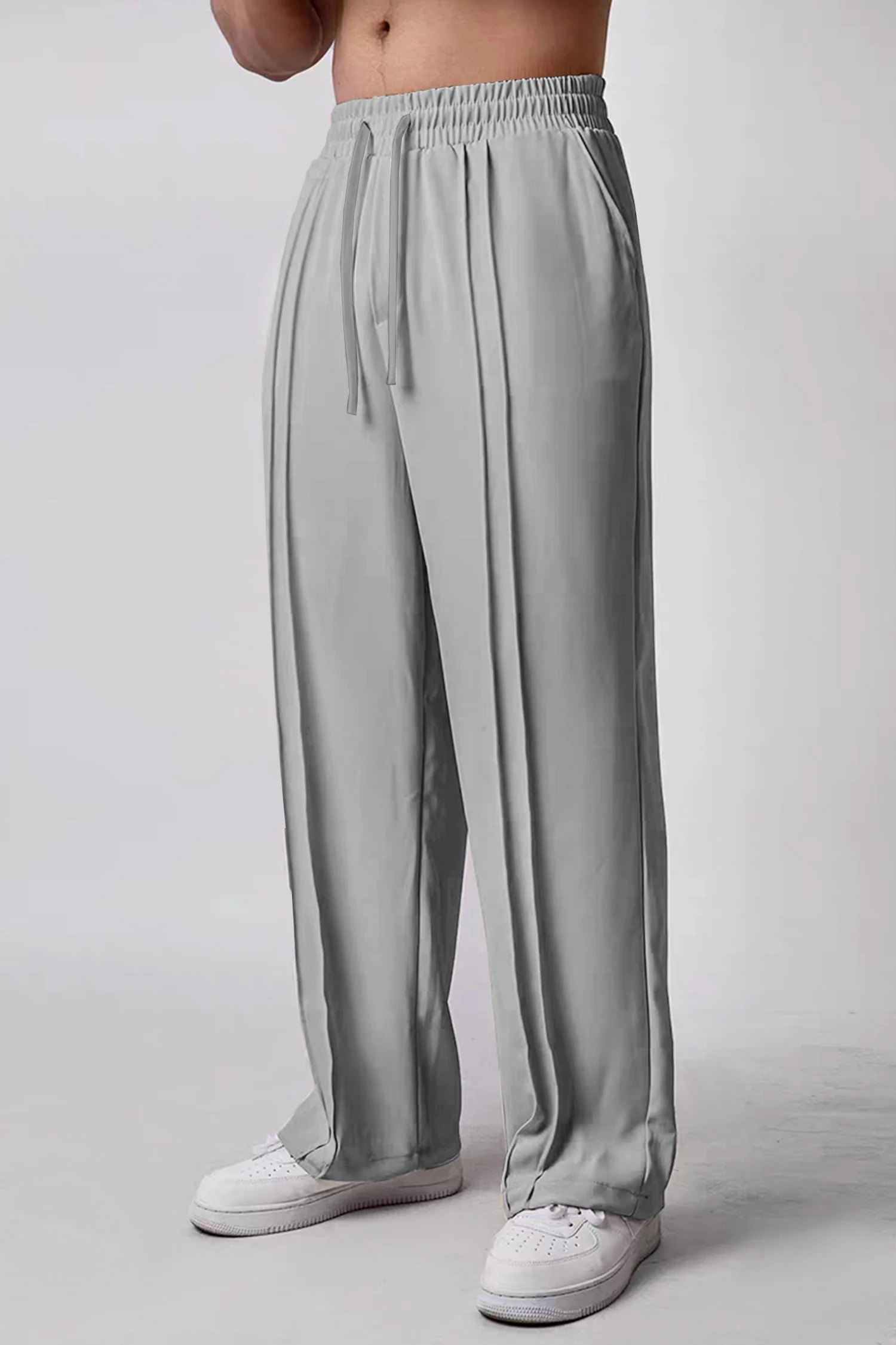 Turbo Poplin Front-Double Line Trouser In Gray - Image 3