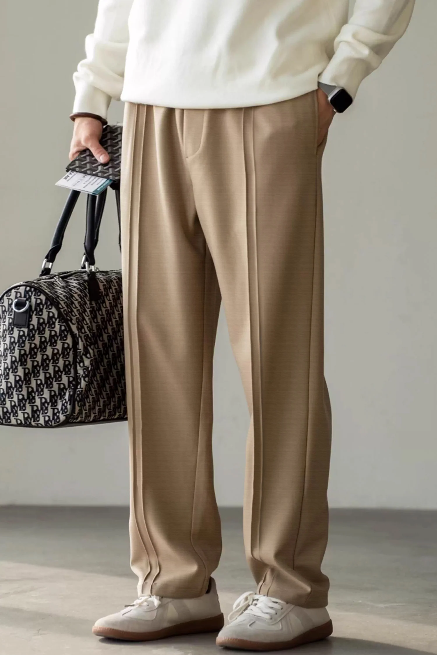 Turbo Poplin Front-Double Line Trouser In Skin