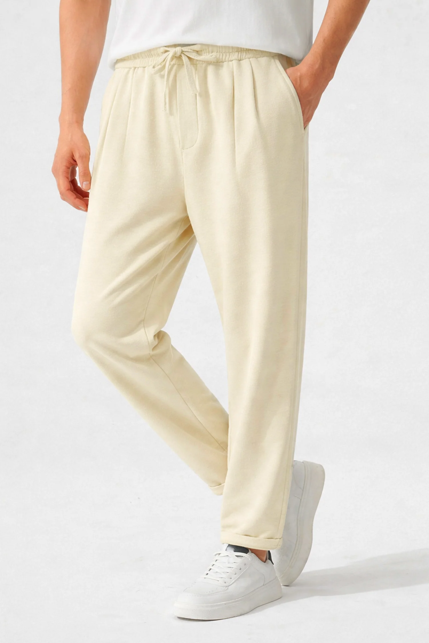 Turbo ProForm Waffle Texture Slim Fit Trouser In Off White