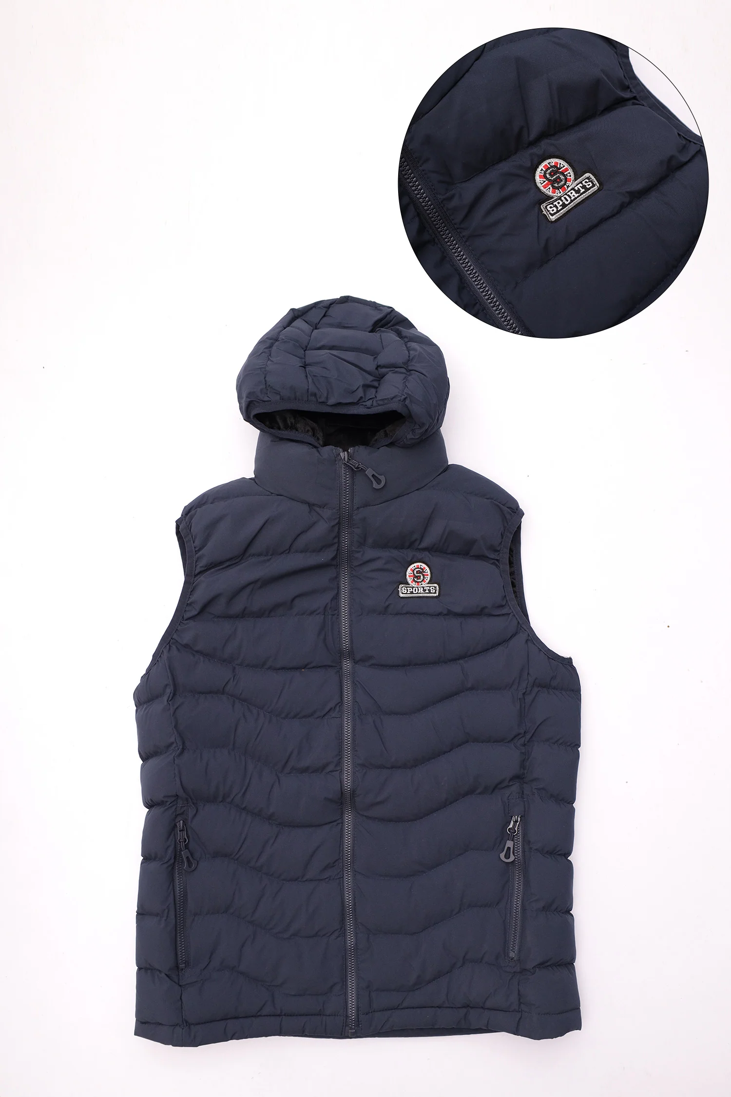 Turbo Hollow Padded Minor Fault Imported Gilet In Navy Blue - Image 2