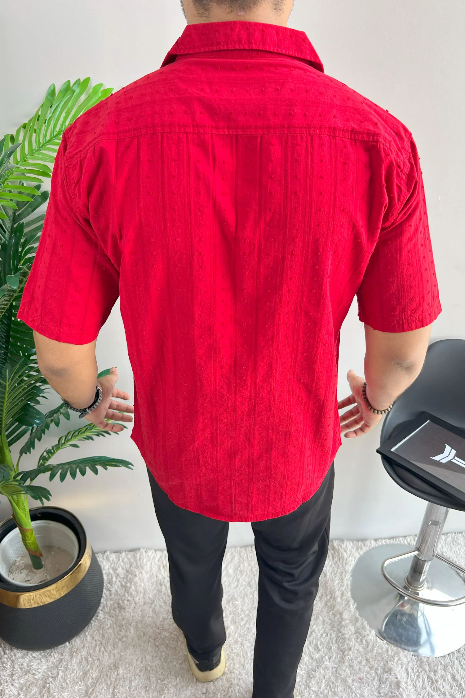 Turbo Puff Clasic Thread Casual Shirt In Maroon - Image 4