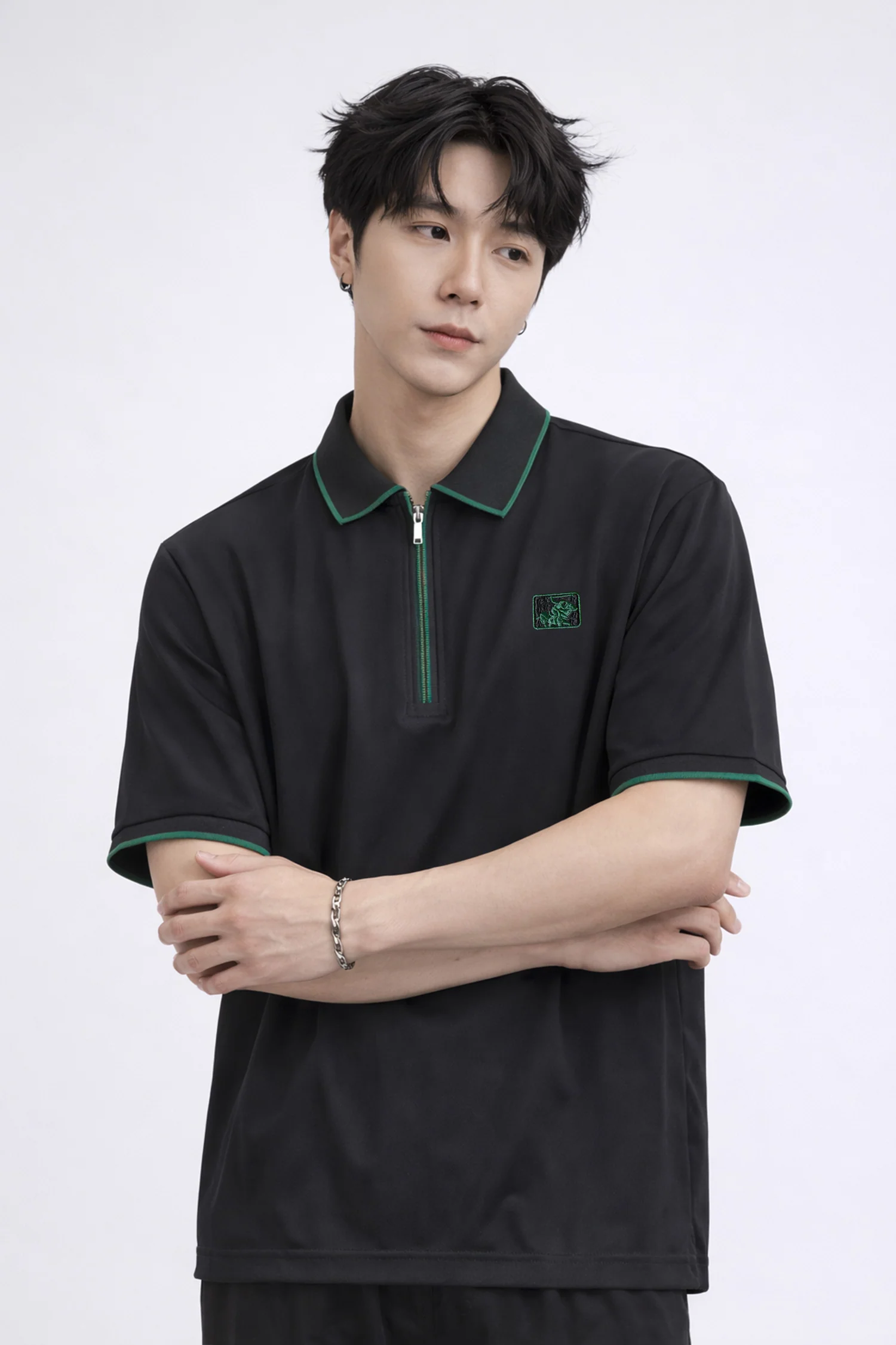 Turbo Quality Club Zipper Men's Polo Shirt Black