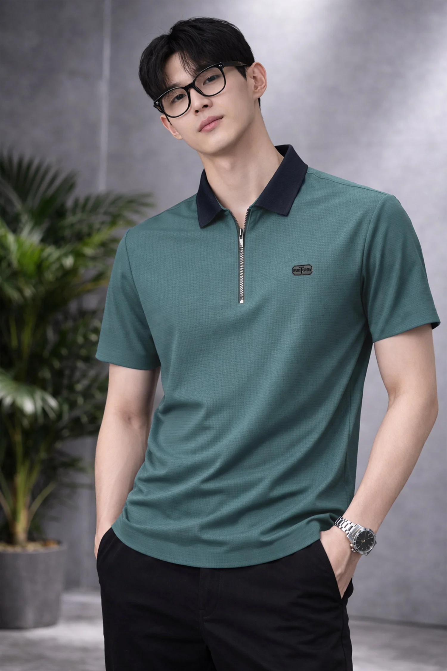 Turbo Quarter Zipper Design Polo Men's T-Shirt* - Image 13