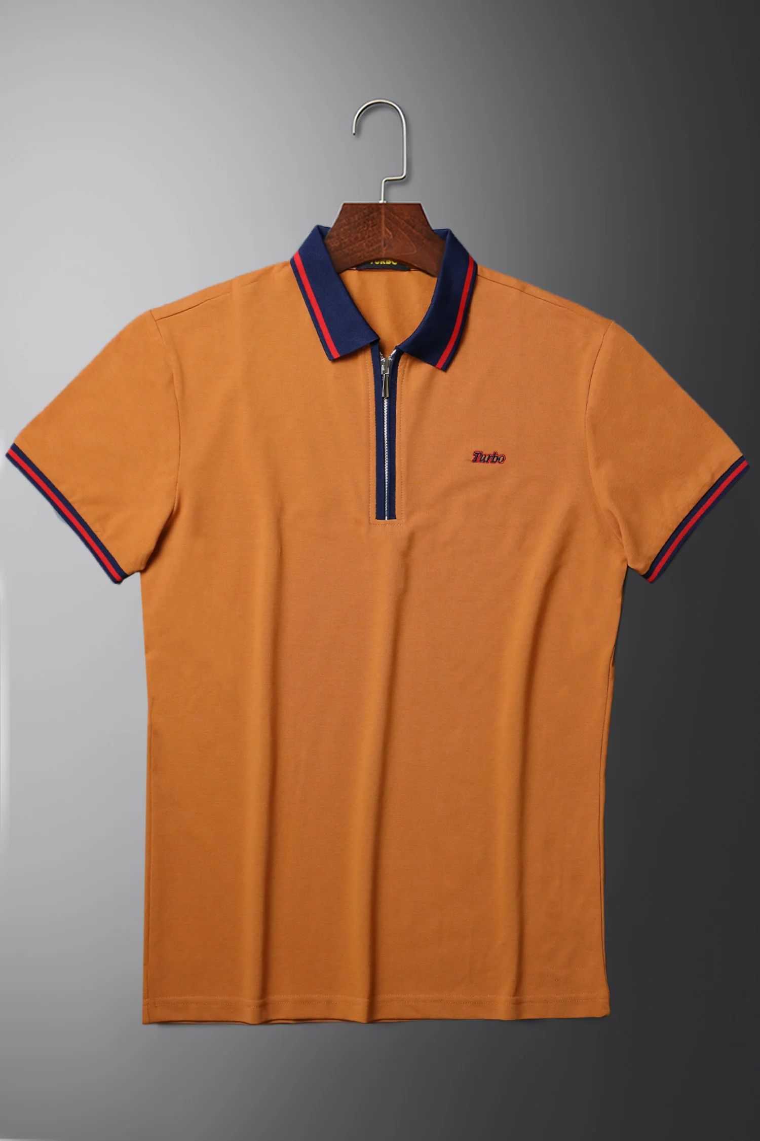 Turbo Record Zip Collar-Block Men's Polo Shirt - Image 2