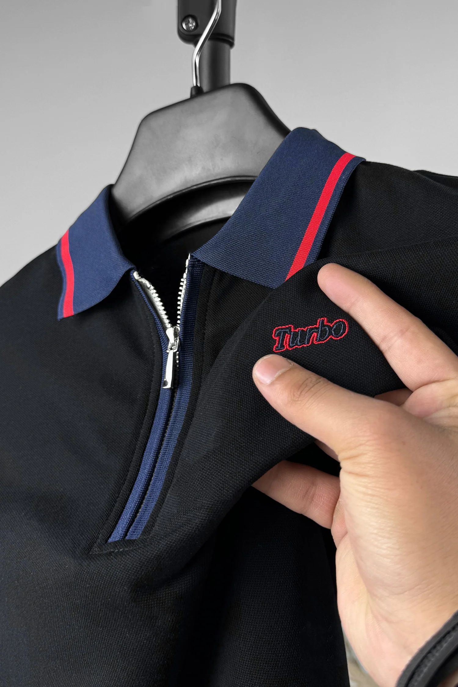 Turbo Record Zip Collar-Block Men's Polo Shirt - Image 6