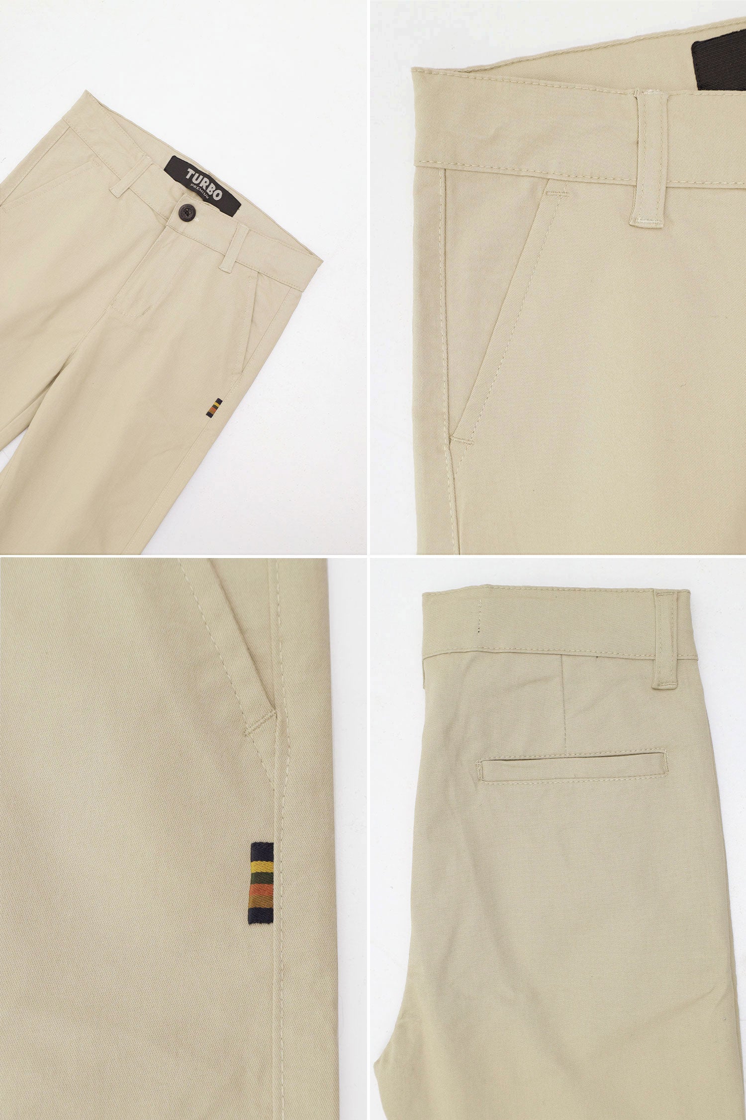 Turbo Regular Slim Fit Cotton Pant For Boys In Light Skin - Image 3