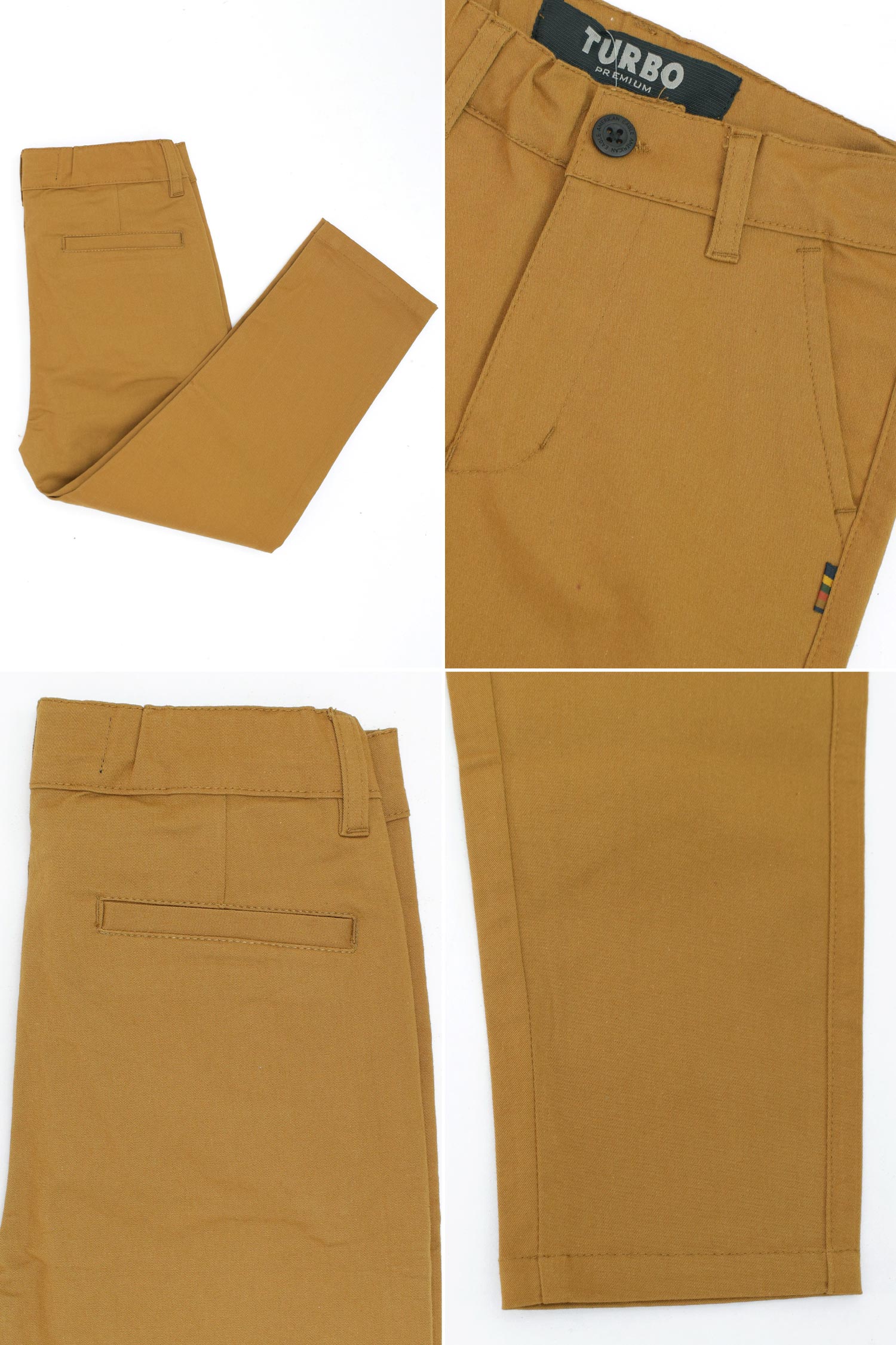 Turbo Regular Slim Fit Cotton Pant For Boys In Mustard - Image 3