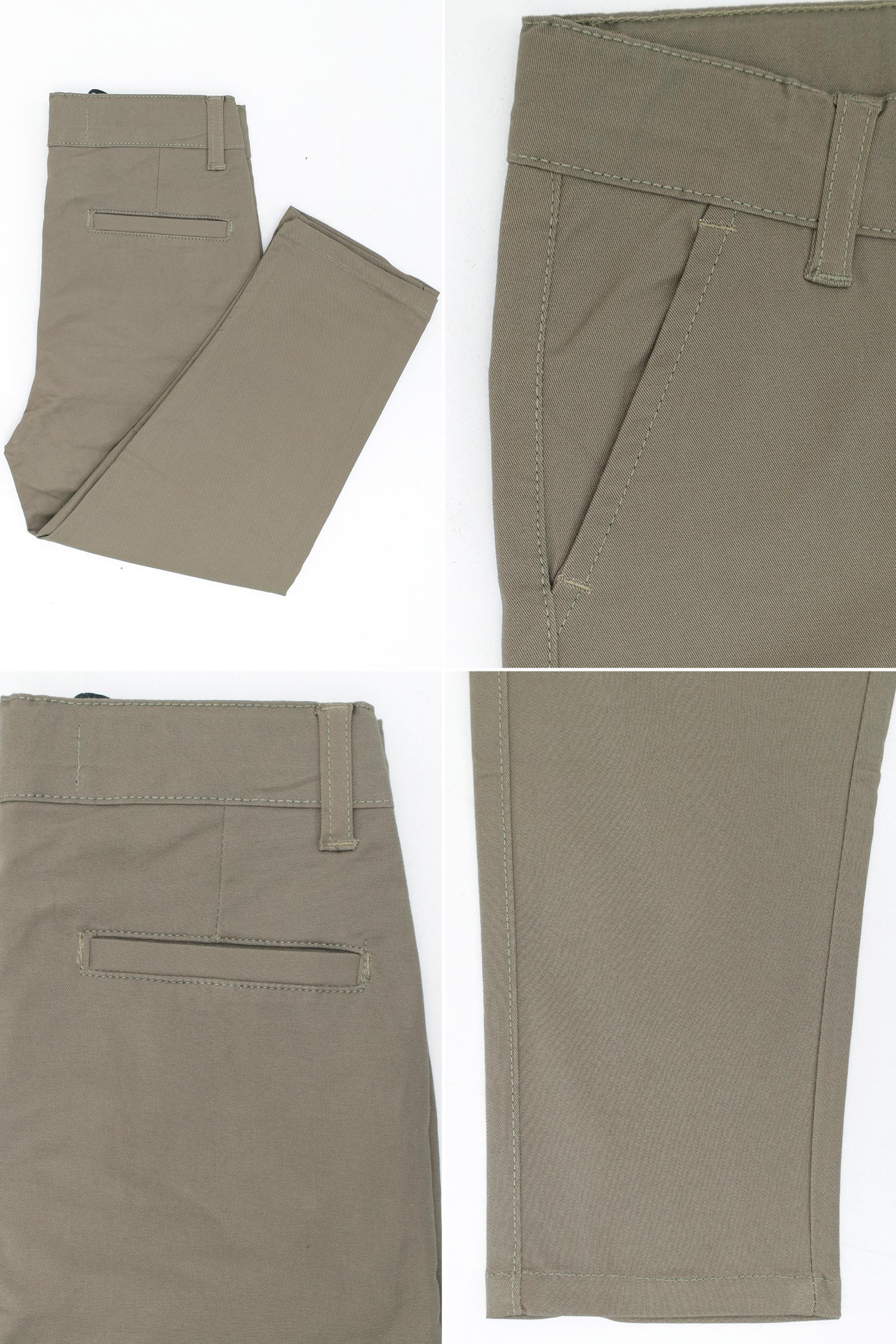 Turbo Regular Slim Fit Cotton Pant For Boys In Sage - Image 3