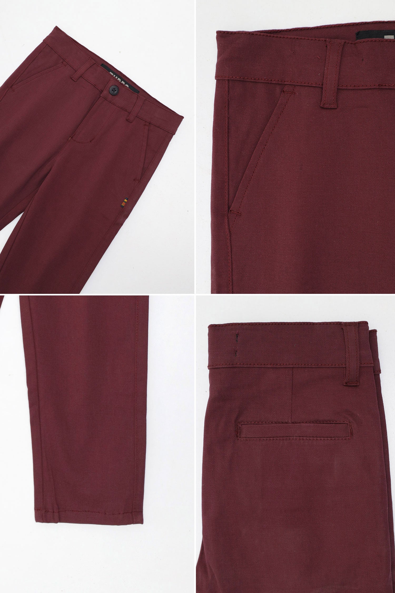Turbo Regular Slim Fit Cotton Pant For Boys In Maroon - Image 3