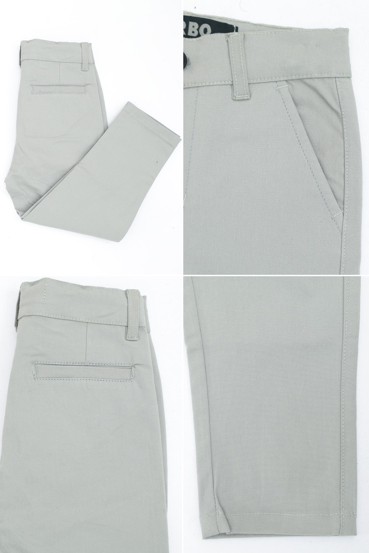 Turbo Regular Slim Fit Cotton Pant For Boys In Light Grey - Image 3
