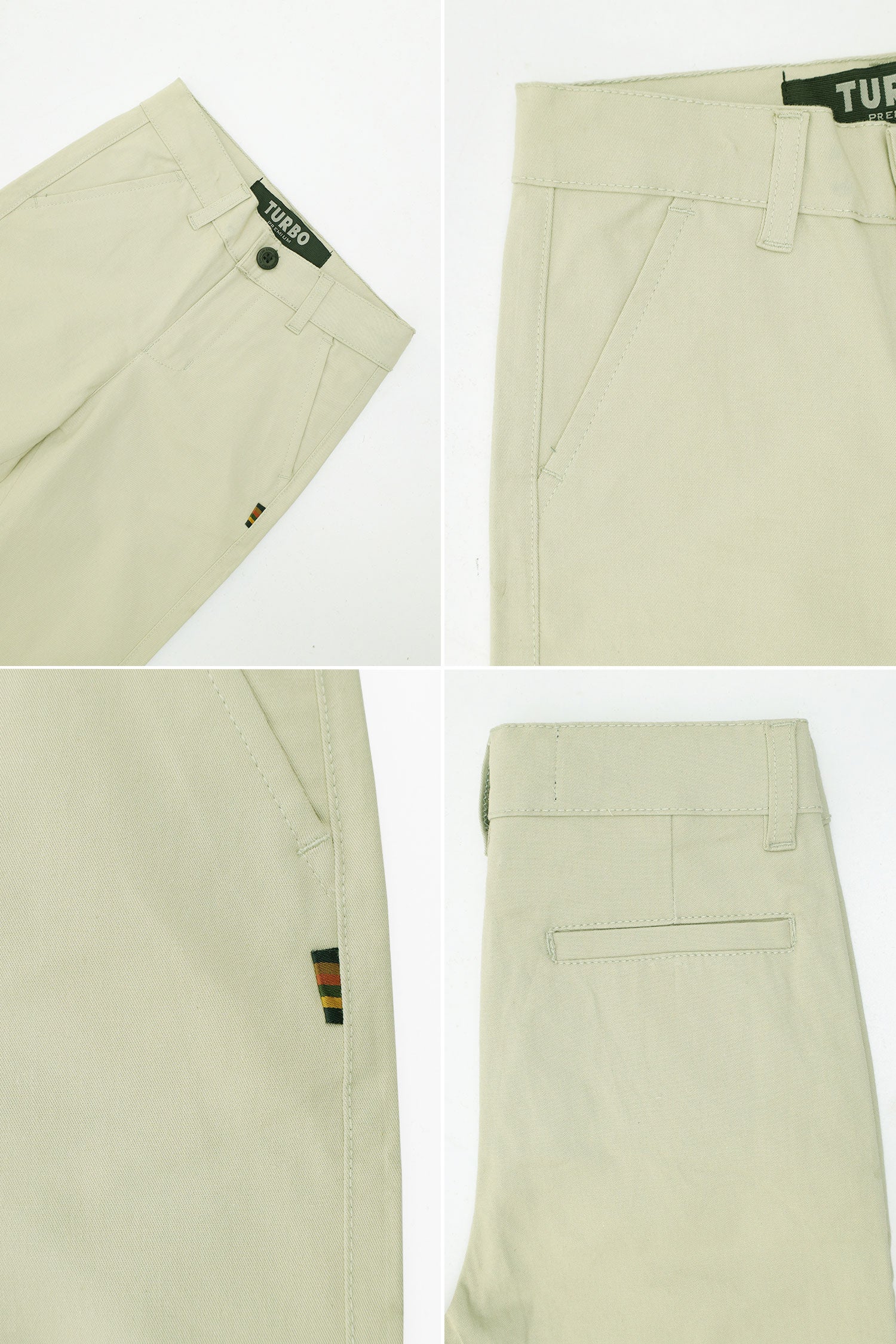 Turbo Regular Slim Fit Cotton Pant For Boys In Beige - Image 3