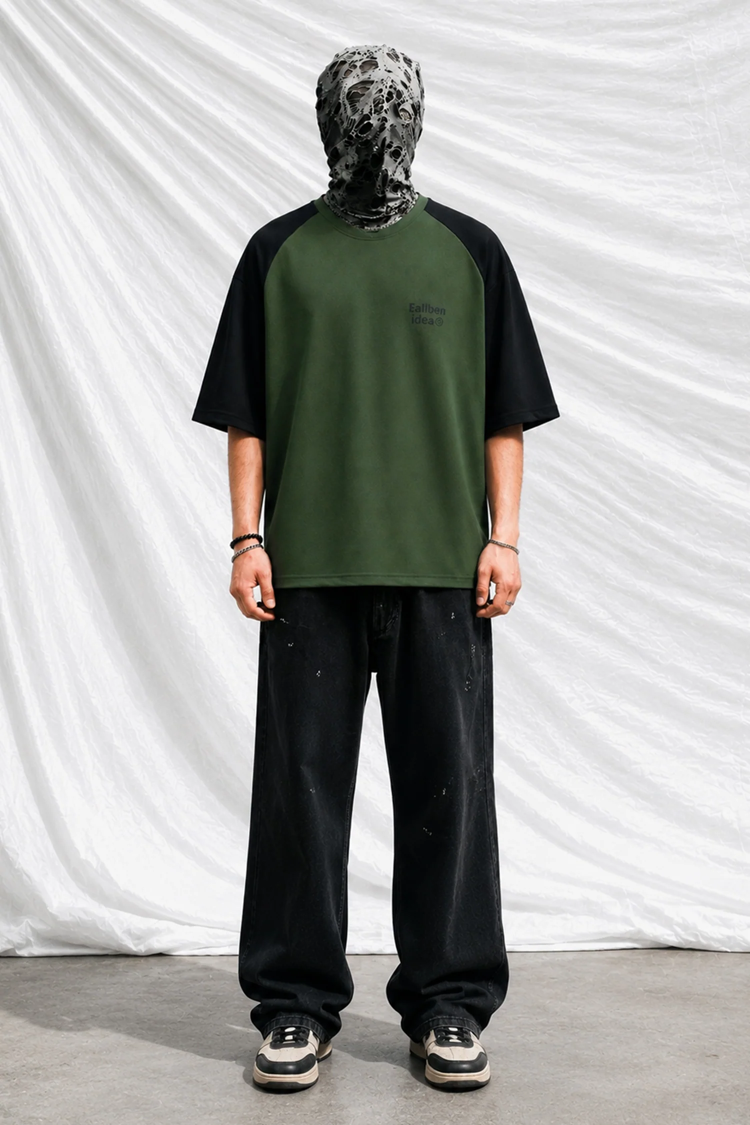 Turbo Relaxed-Fit Raglan Oversize Tee In Olive - Image 2