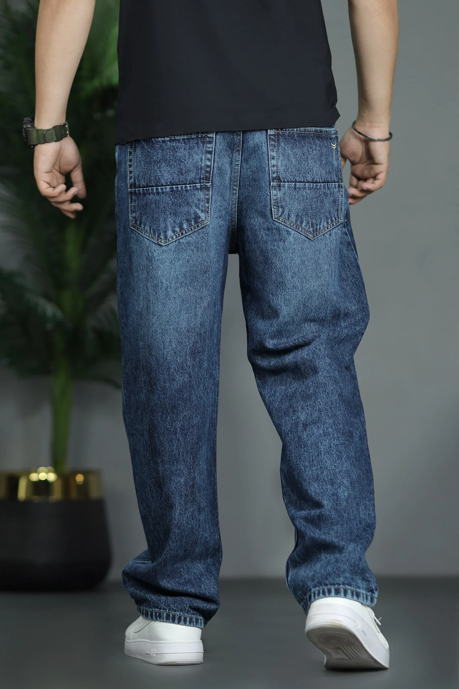 Turbo Remix Fusion Baggy Jeans In Dark Blue - Image 3