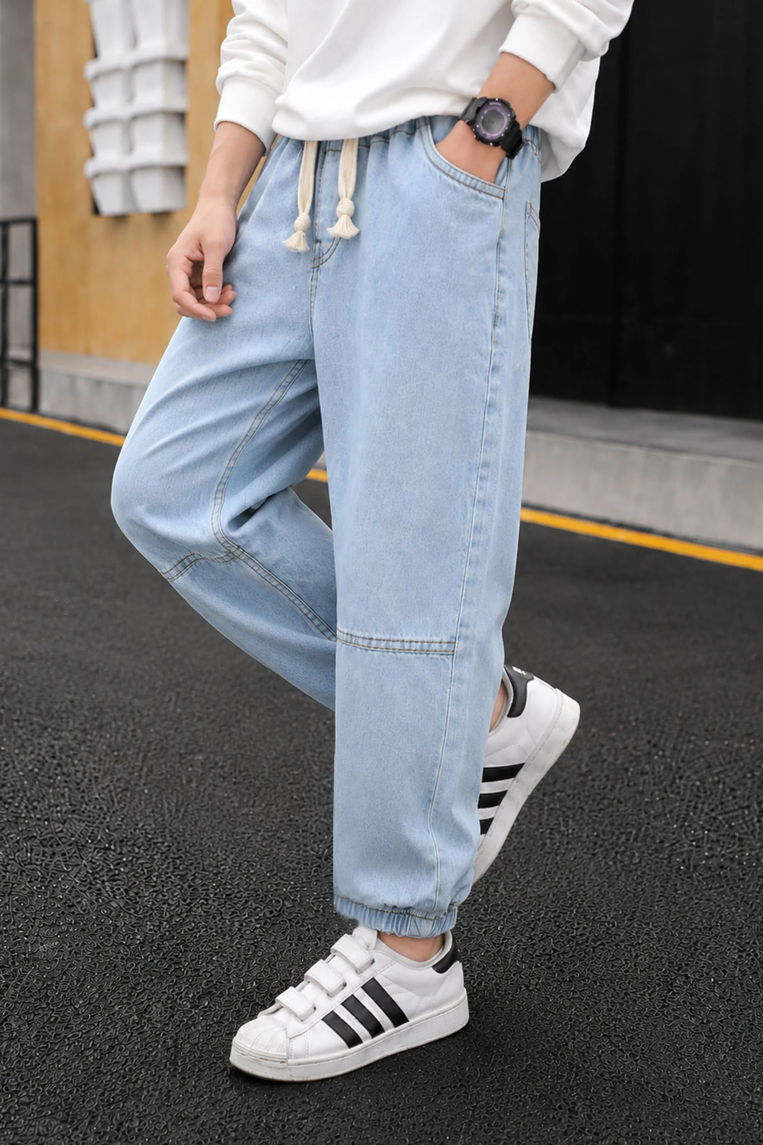 Turbo Flexible Fit Denim Baggy Jeans For Boys - Image 4