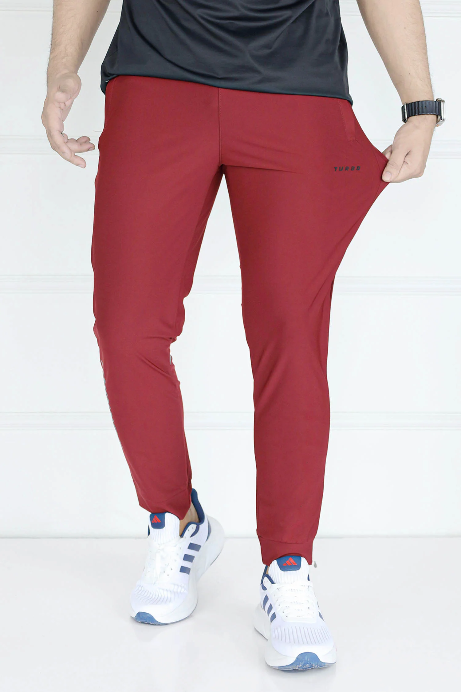 Turbo Revival Tech Running Men's Dryfit Trouser In Maroon - Image 4