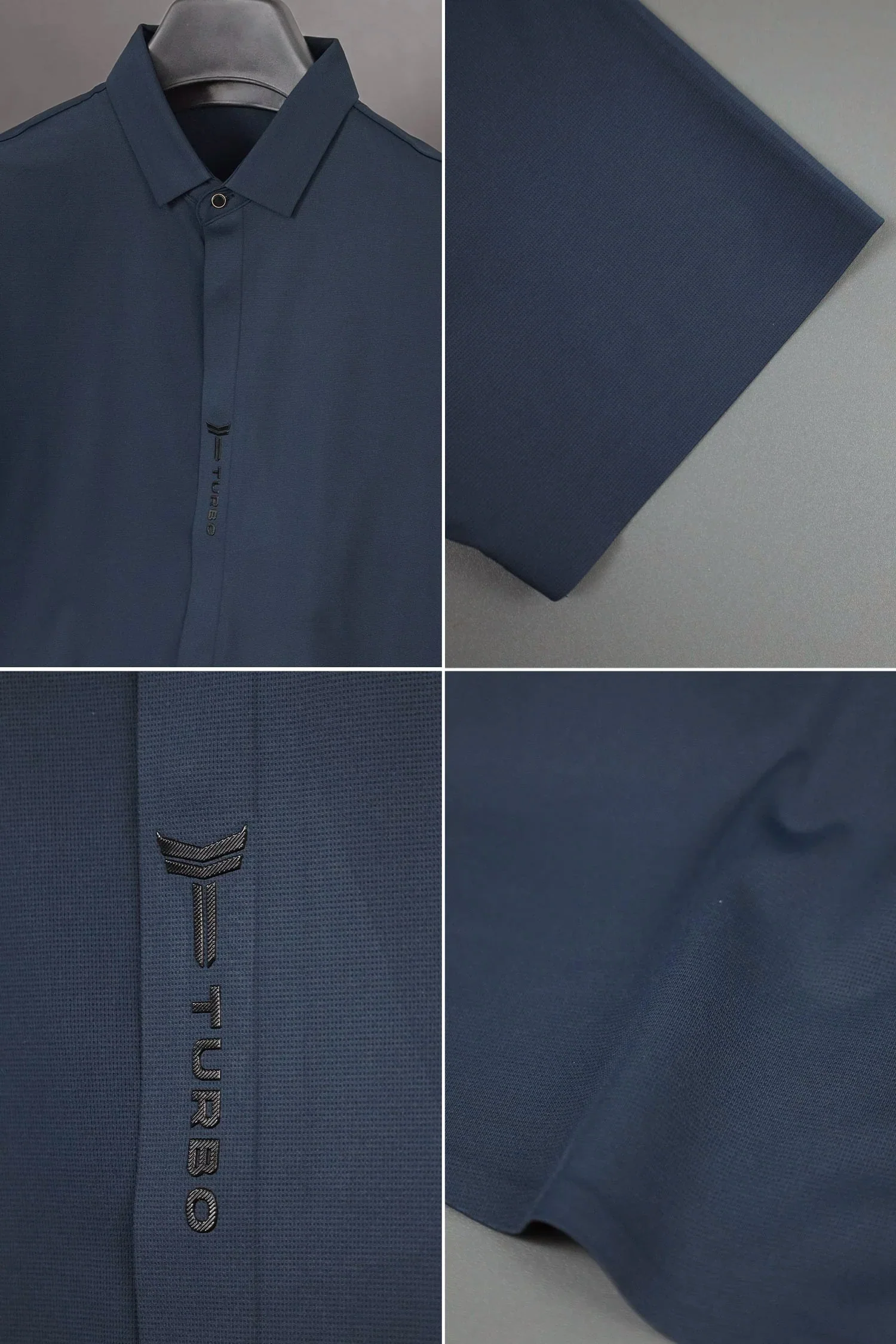Turbo Seamless Smooth Silk Casual Shirt In Dark Navy - Image 3
