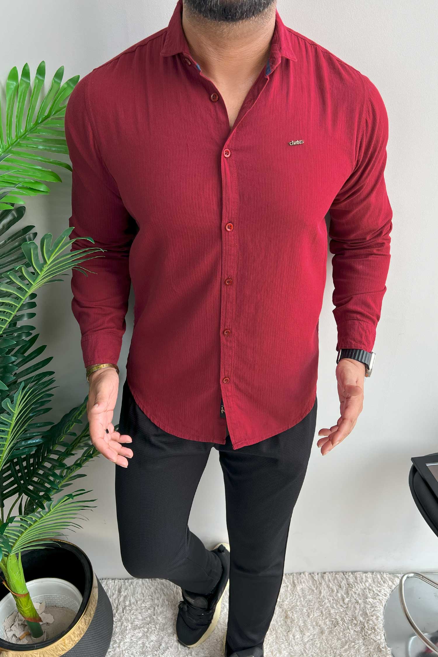 Turbo Self Lining Long Sleeve Cotton Casual Shirt - Image 4