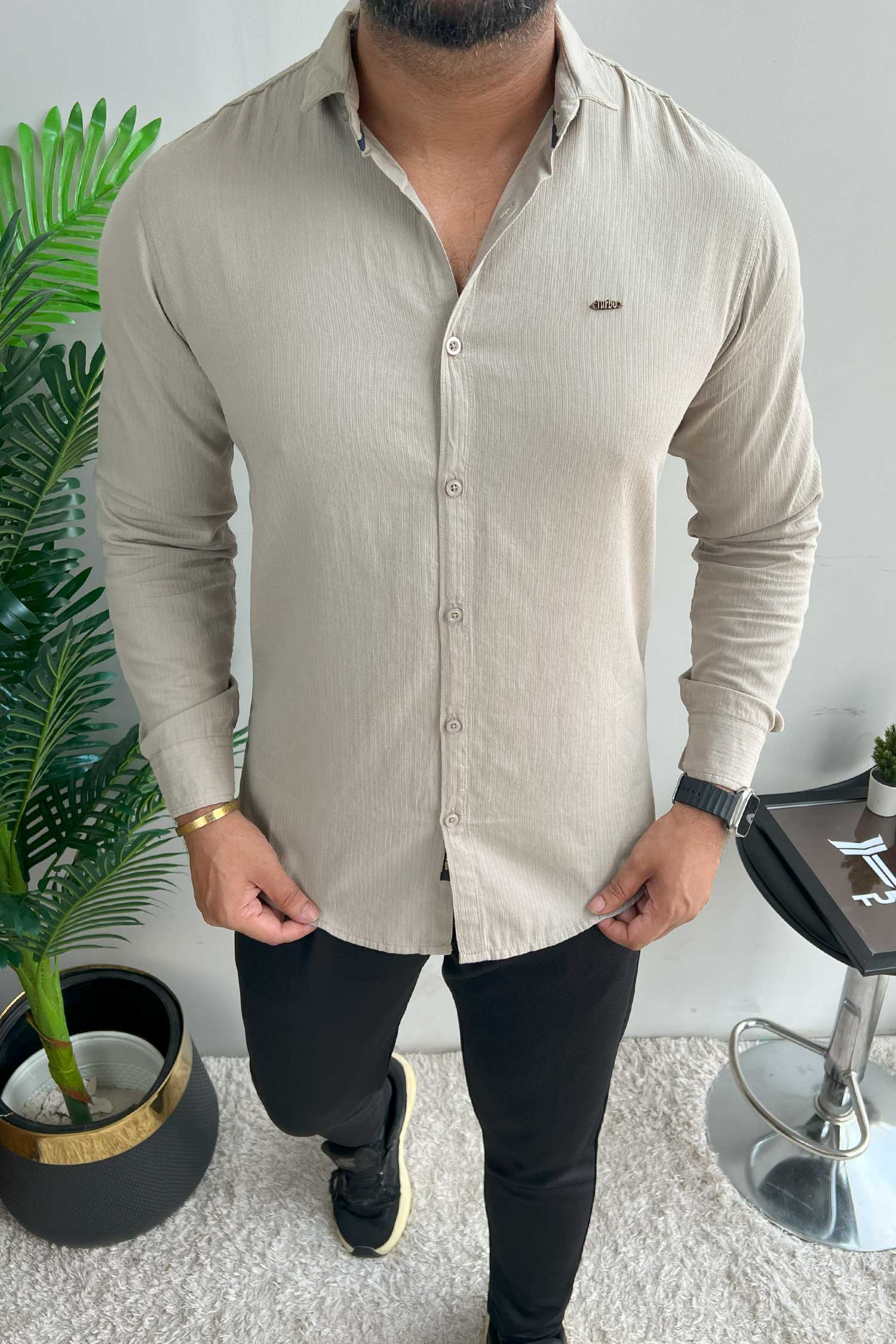 Turbo Self Lining Long Sleeve Cotton Casual Shirt - Image 9