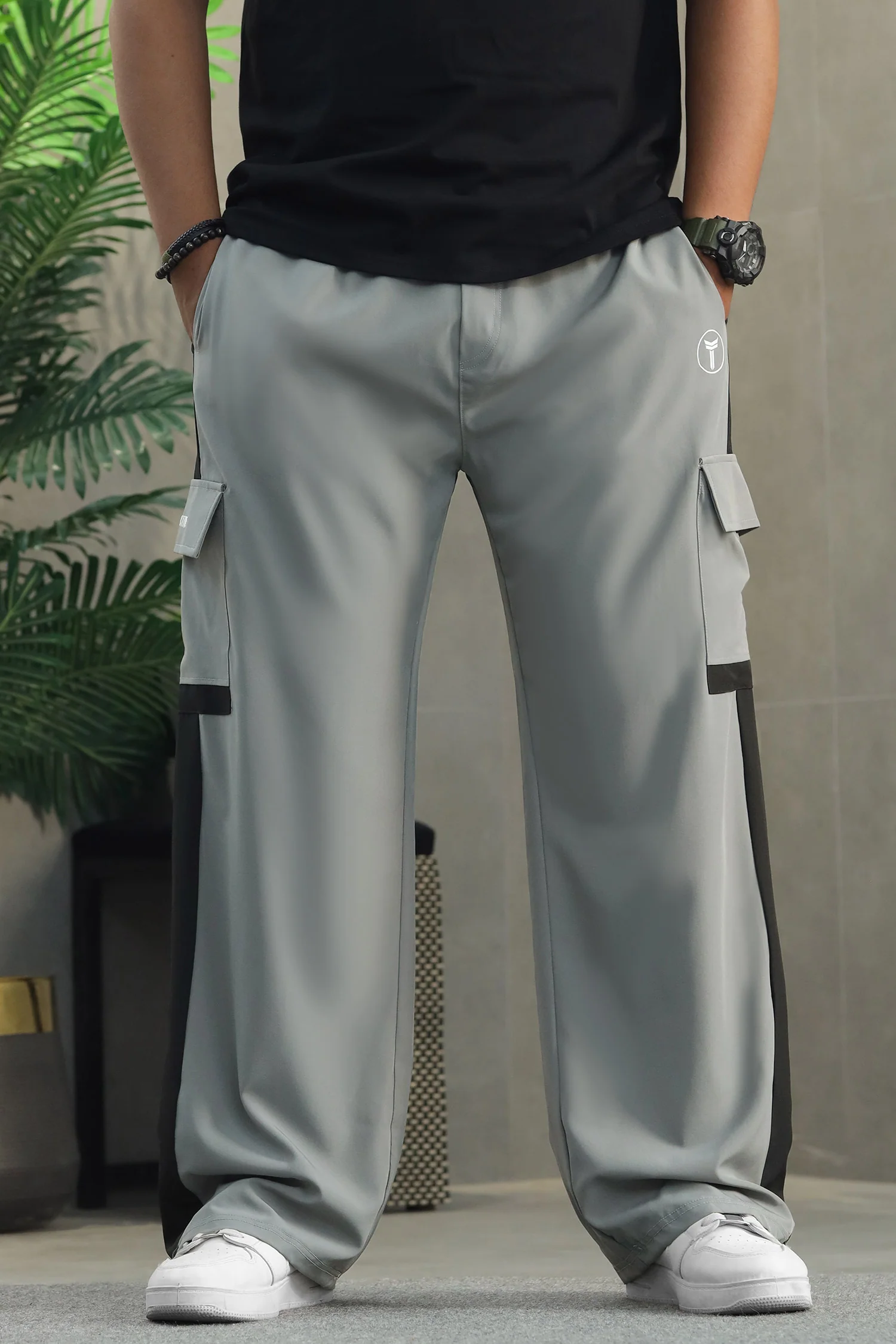 Turbo Series – Dual Tone Loose Bottom Trouser In Slate Grey - Image 3