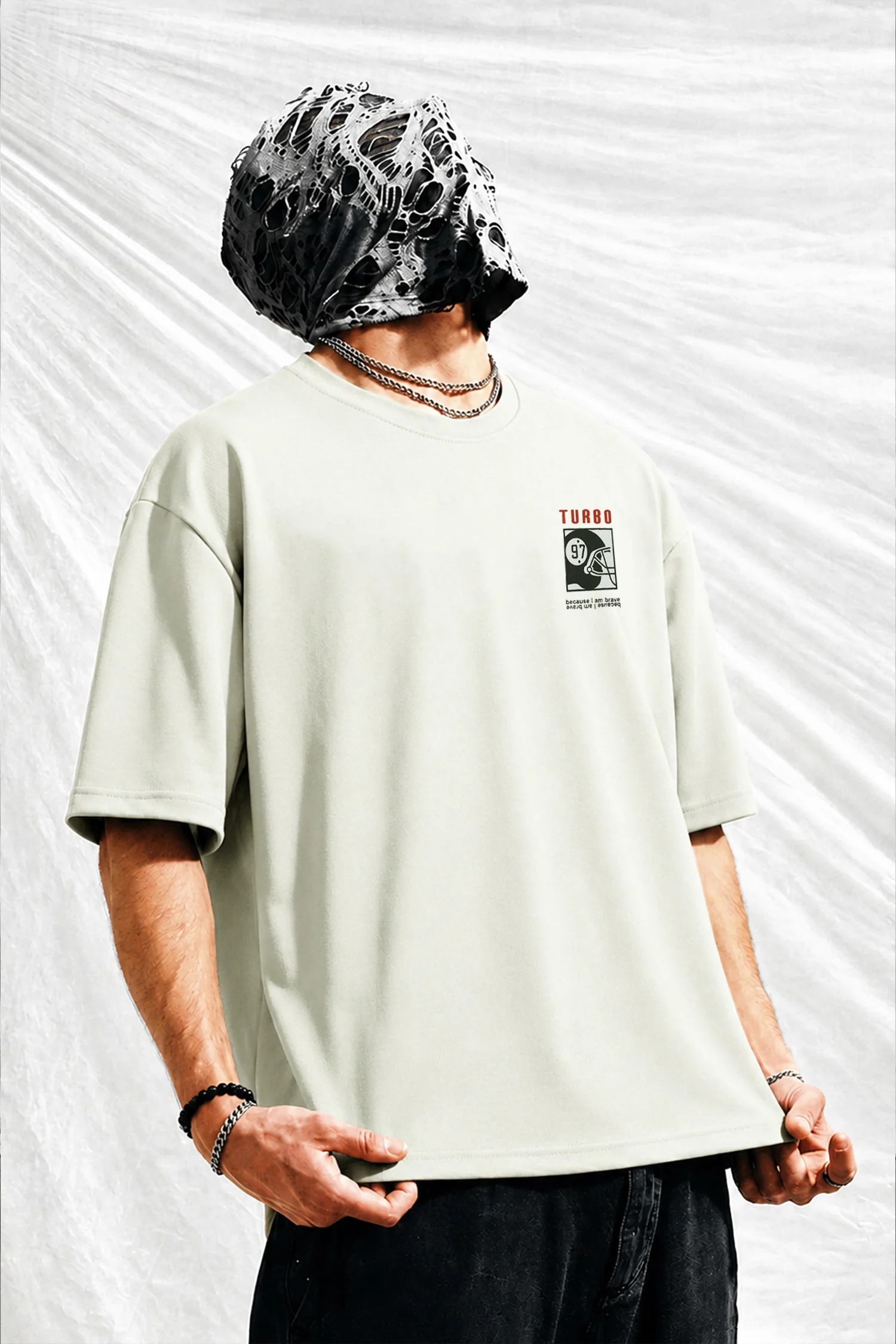 Turbo "Shein Typographic" Oversize Tee In White - Image 3