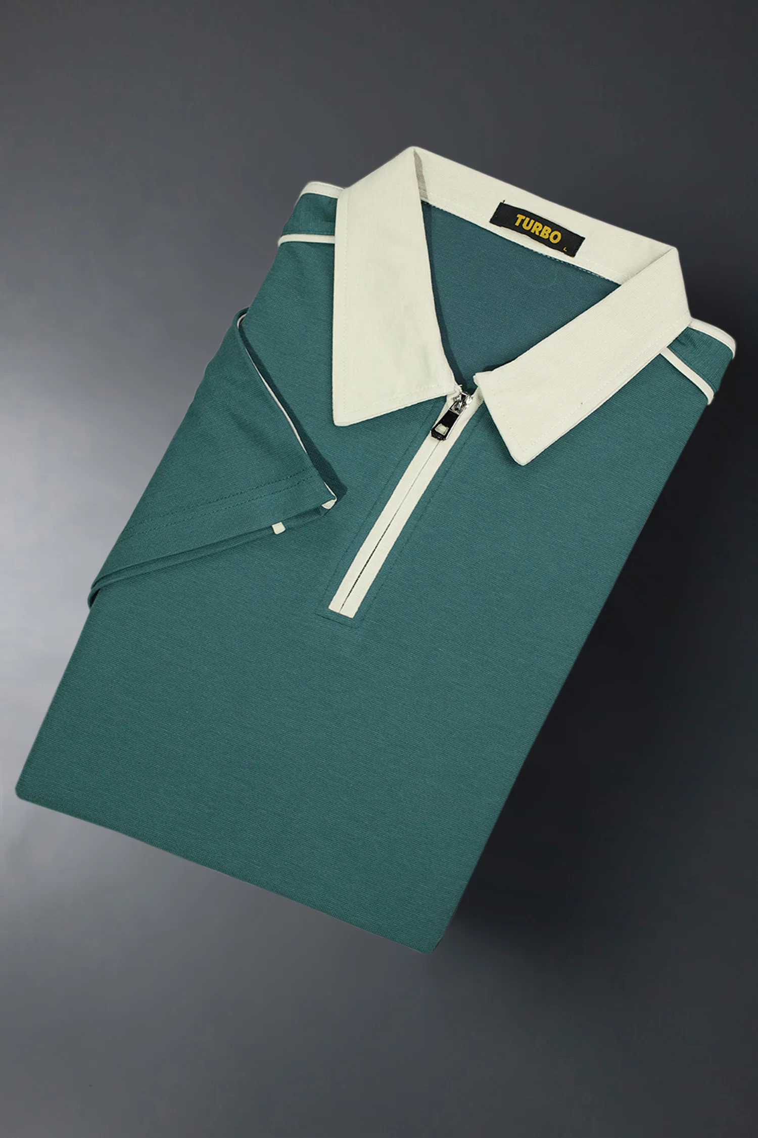 Turbo Short Sleeve Zip-Up Men's Polo Shirt - Image 2