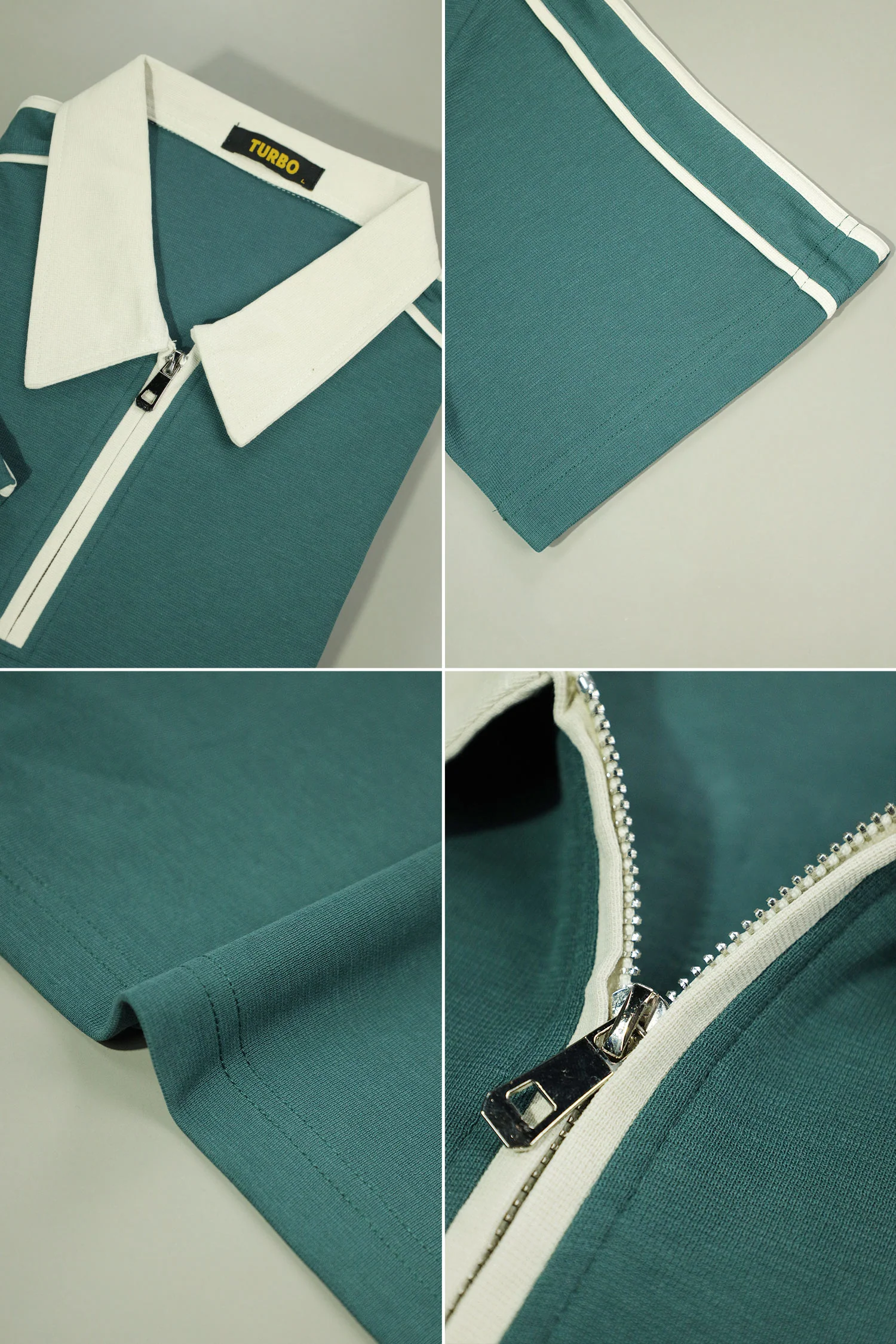 Turbo Short Sleeve Zip-Up Men's Polo Shirt - Image 3