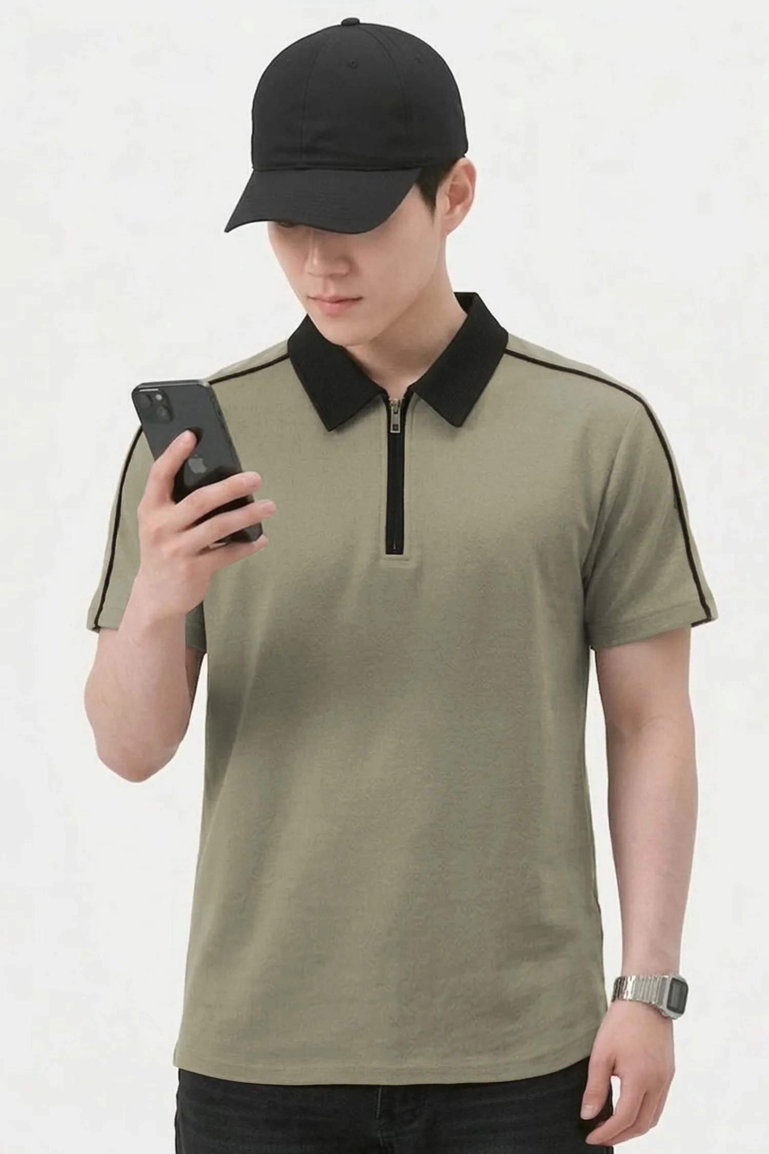 Turbo Short Sleeve Zip-Up Men's Polo Shirt - Image 9