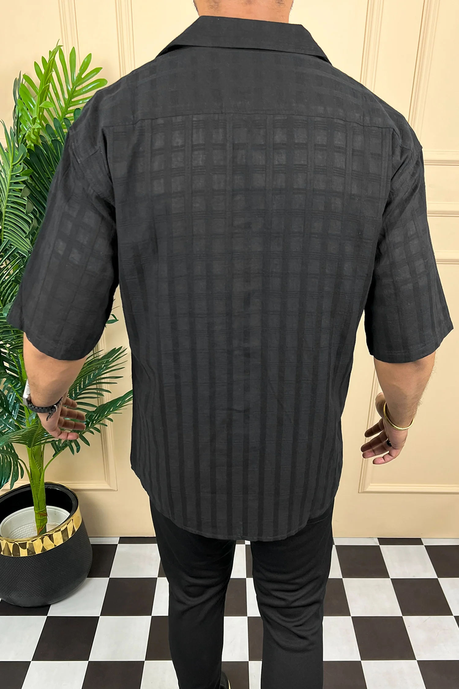 Turbo ShowOff Self Pattern Casual Shirt In Black - Image 6