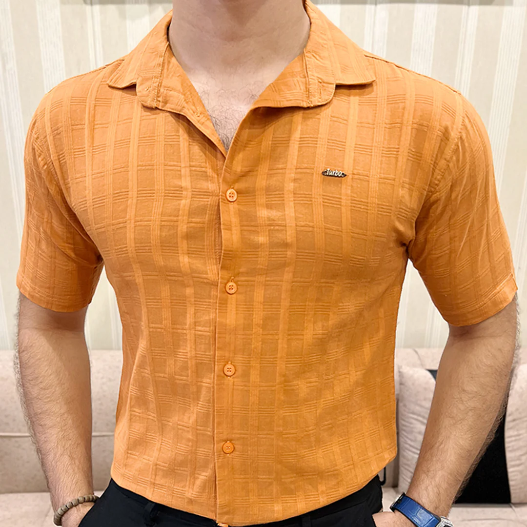 Turbo ShowOff Self Pattern Casual Shirt In Rust - Image 3