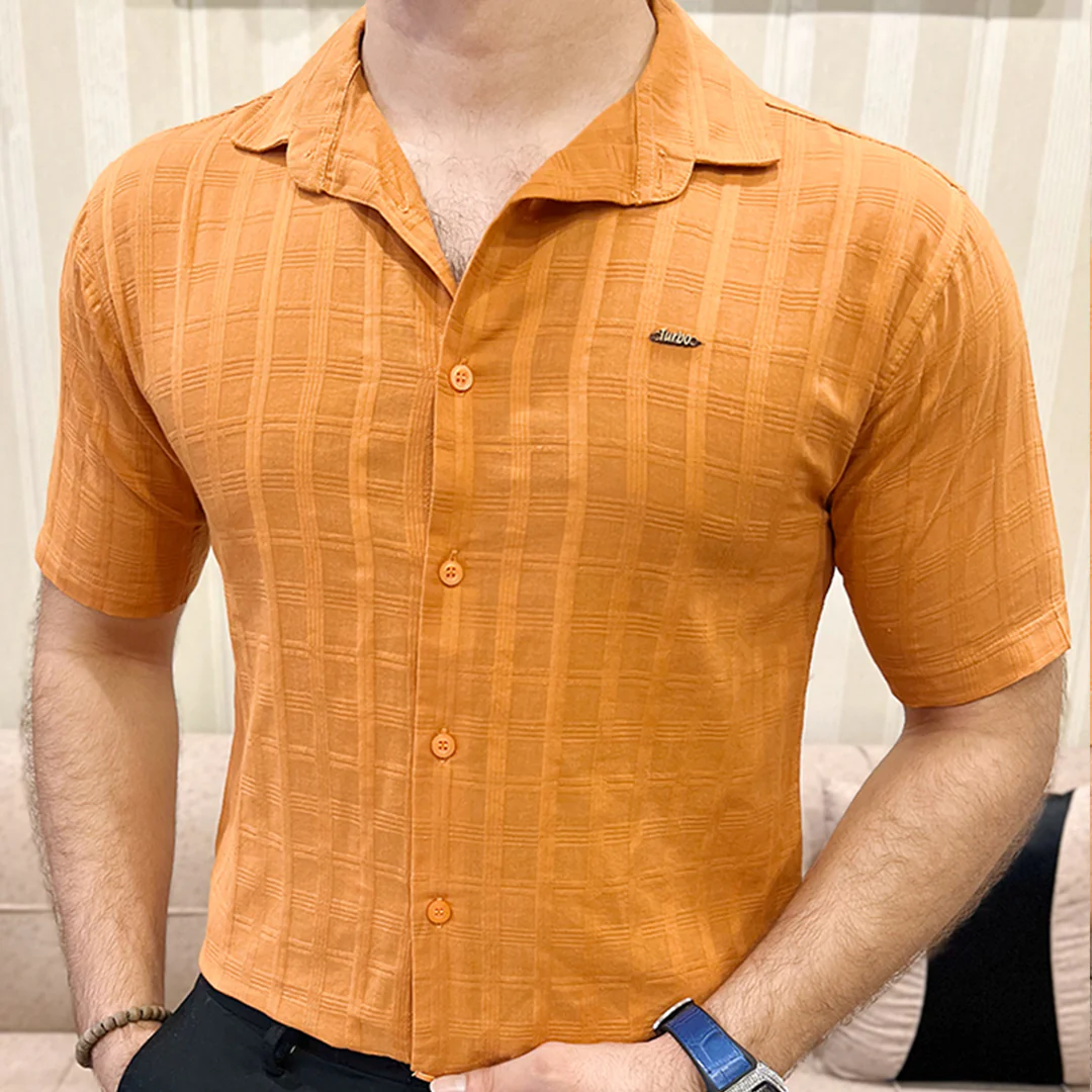 Turbo ShowOff Self Pattern Casual Shirt In Rust - Image 5