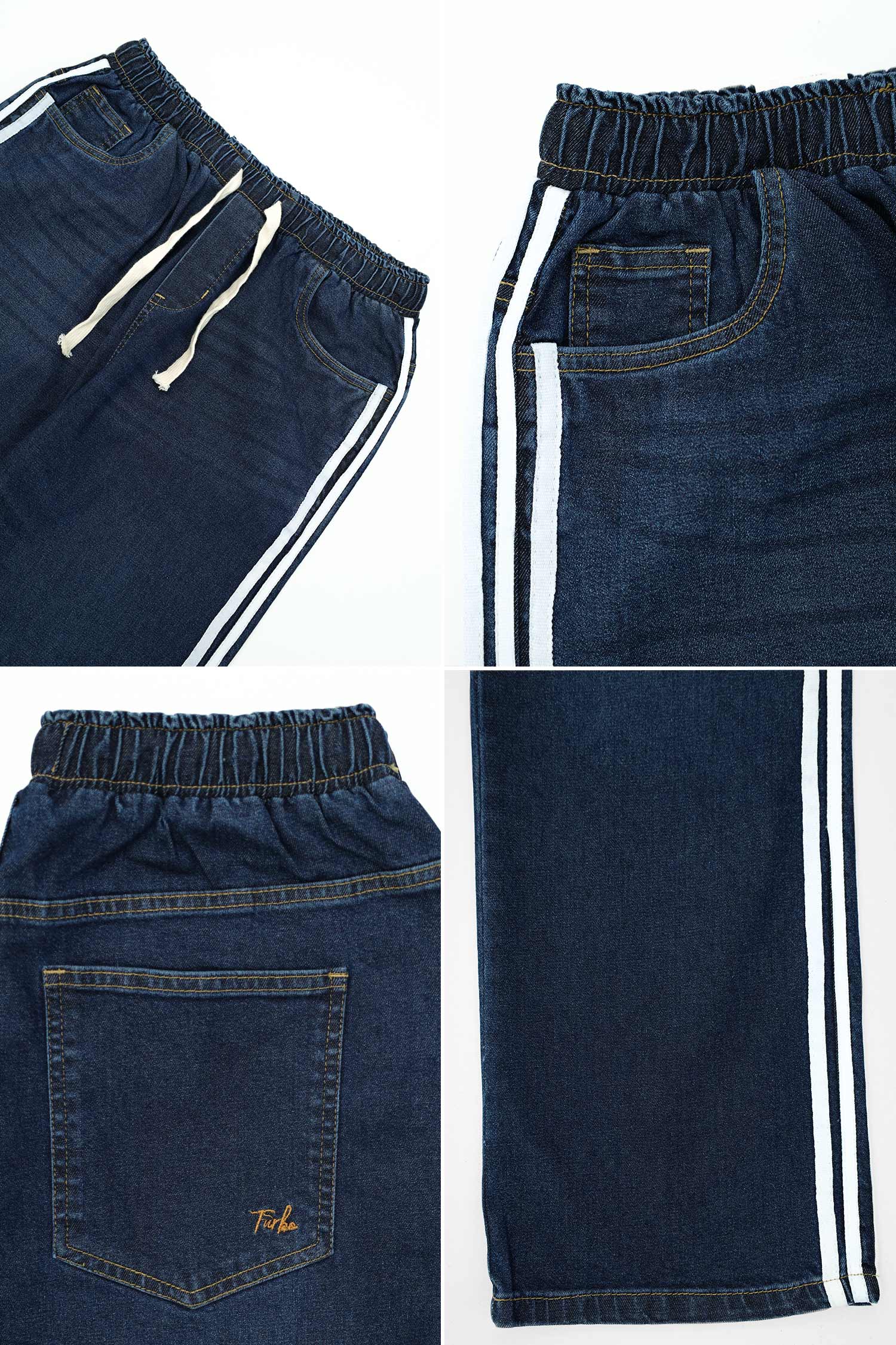 Turbo Crew line Stripe Denim Baggy Jeans - Image 7