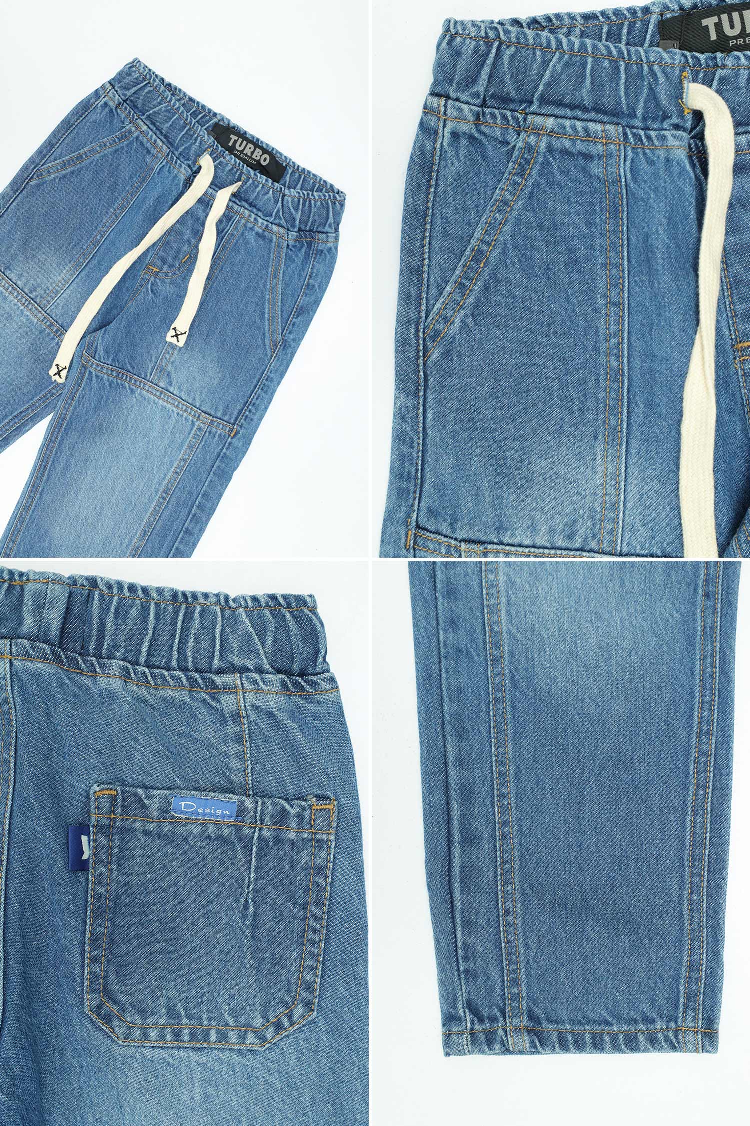 Turbo Utility-Style Denim Baggy Jeans For Boys - Image 12