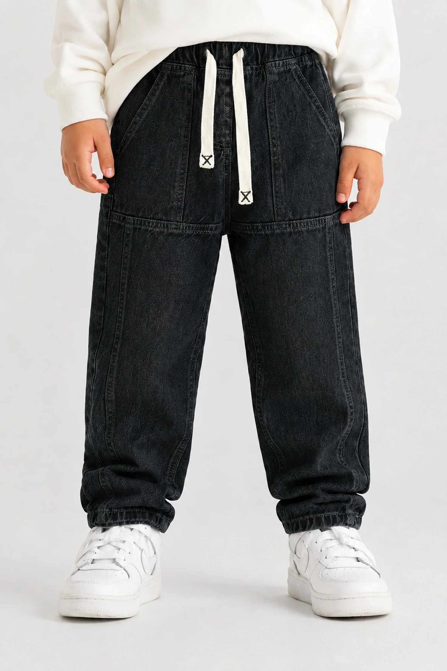 Turbo Utility-Style Denim Baggy Jeans For Boys - Image 4