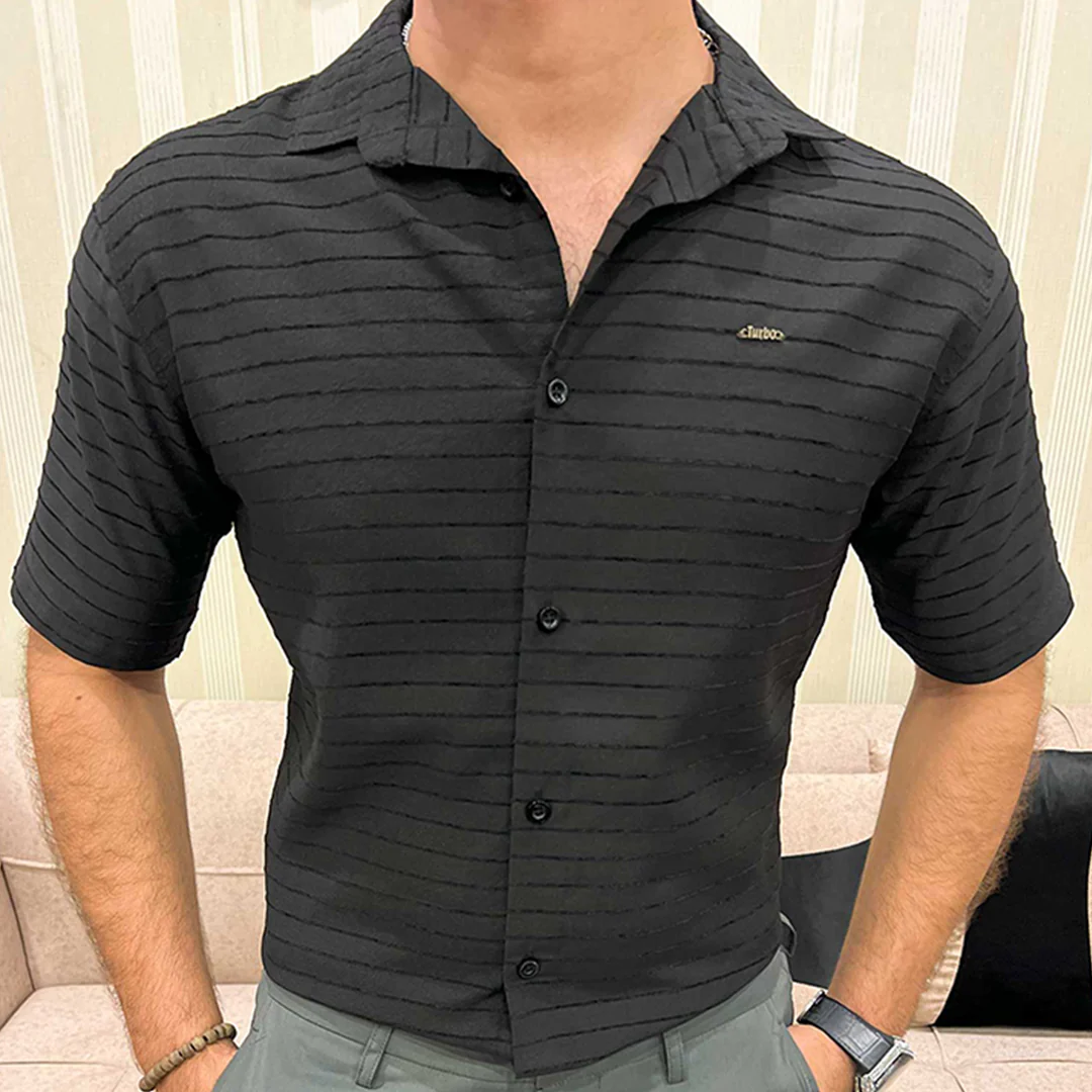Turbo Snitch Striped Casual Shirt In Black - Image 3