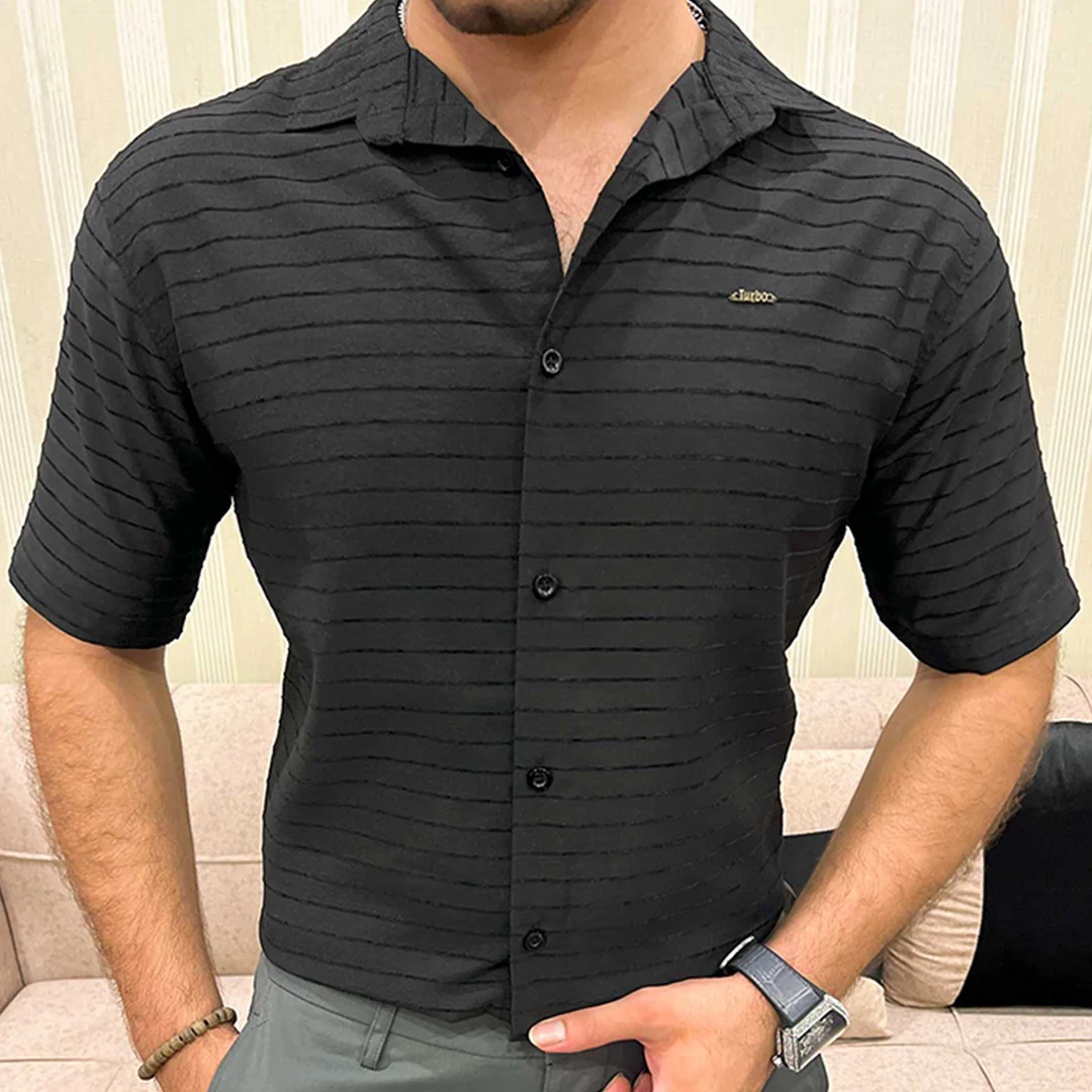 Turbo Snitch Striped Casual Shirt In Black - Image 4