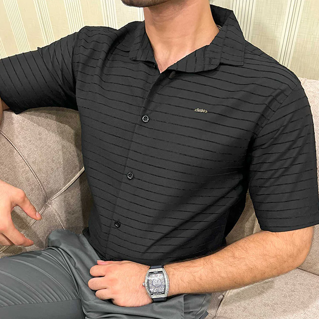 Turbo Snitch Striped Casual Shirt In Black - Image 5