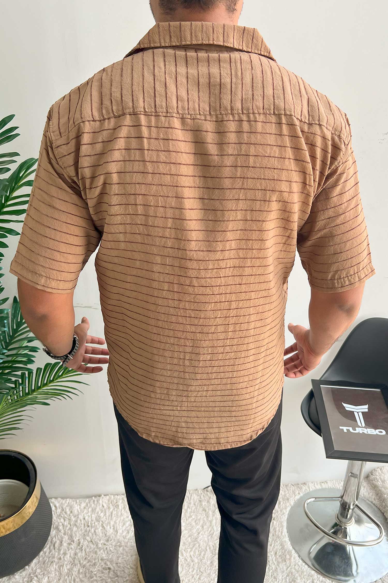 Turbo Snitch Striped Casual Shirt In Brown - Image 3